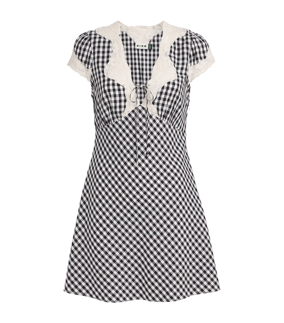 Rixo Womens Check Lacie Mini Dress Beth Check Black