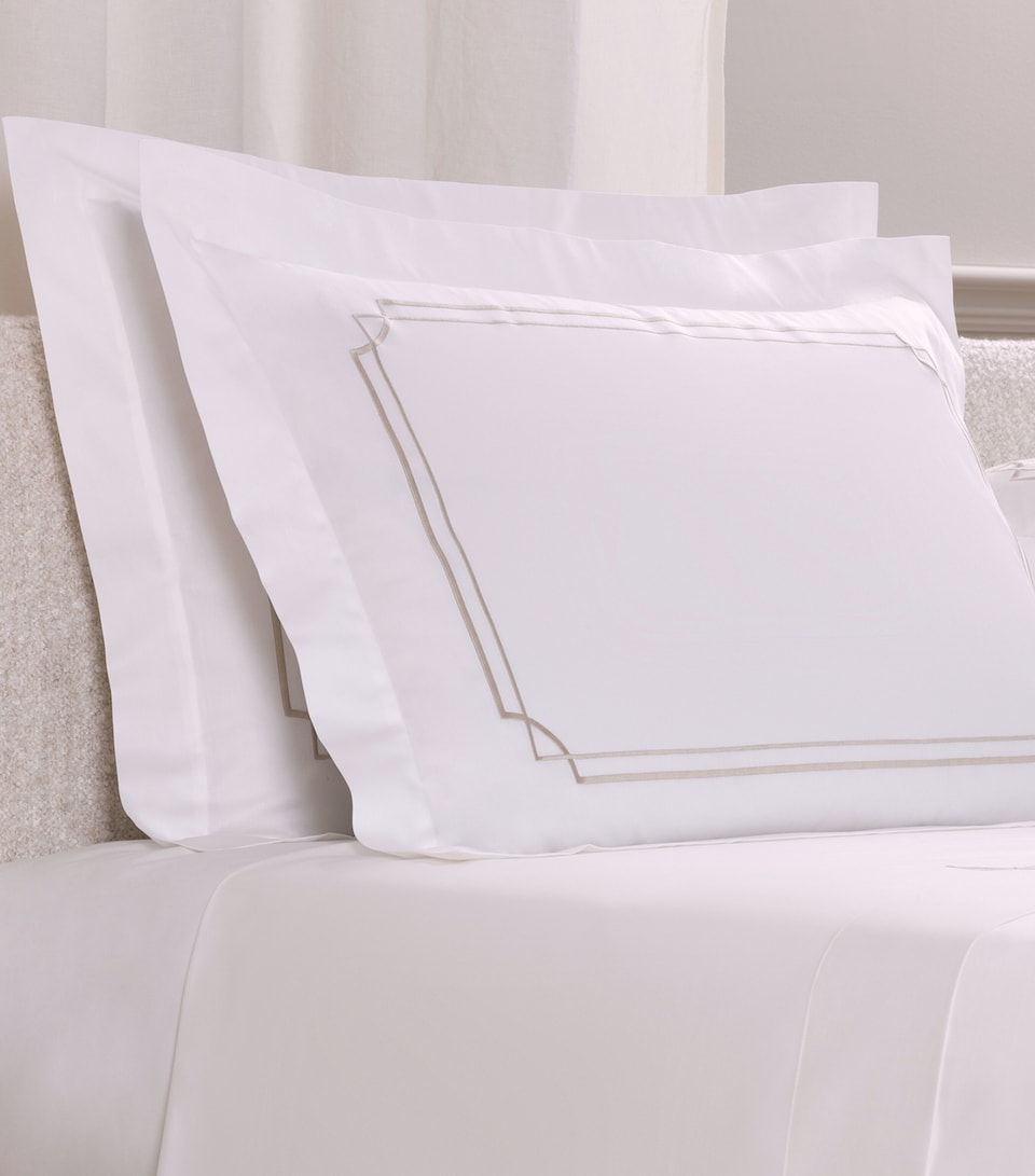 Frette Layering Embroidery Oxford Pillow Sham (51cm x 71cm) Milk/savage B