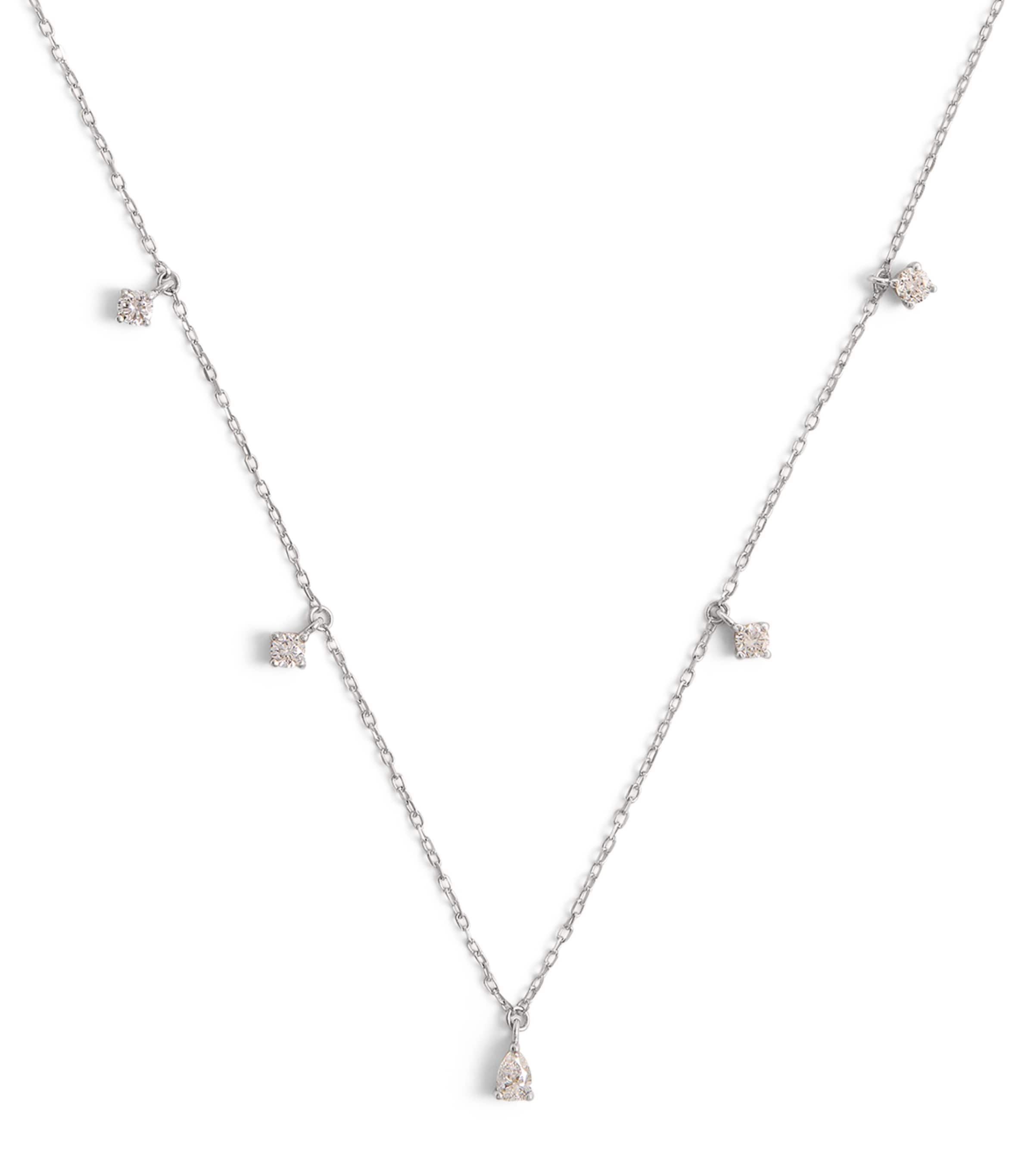Astrid & Miyu White Gold and Diamond Pear Charm Necklace Gold
