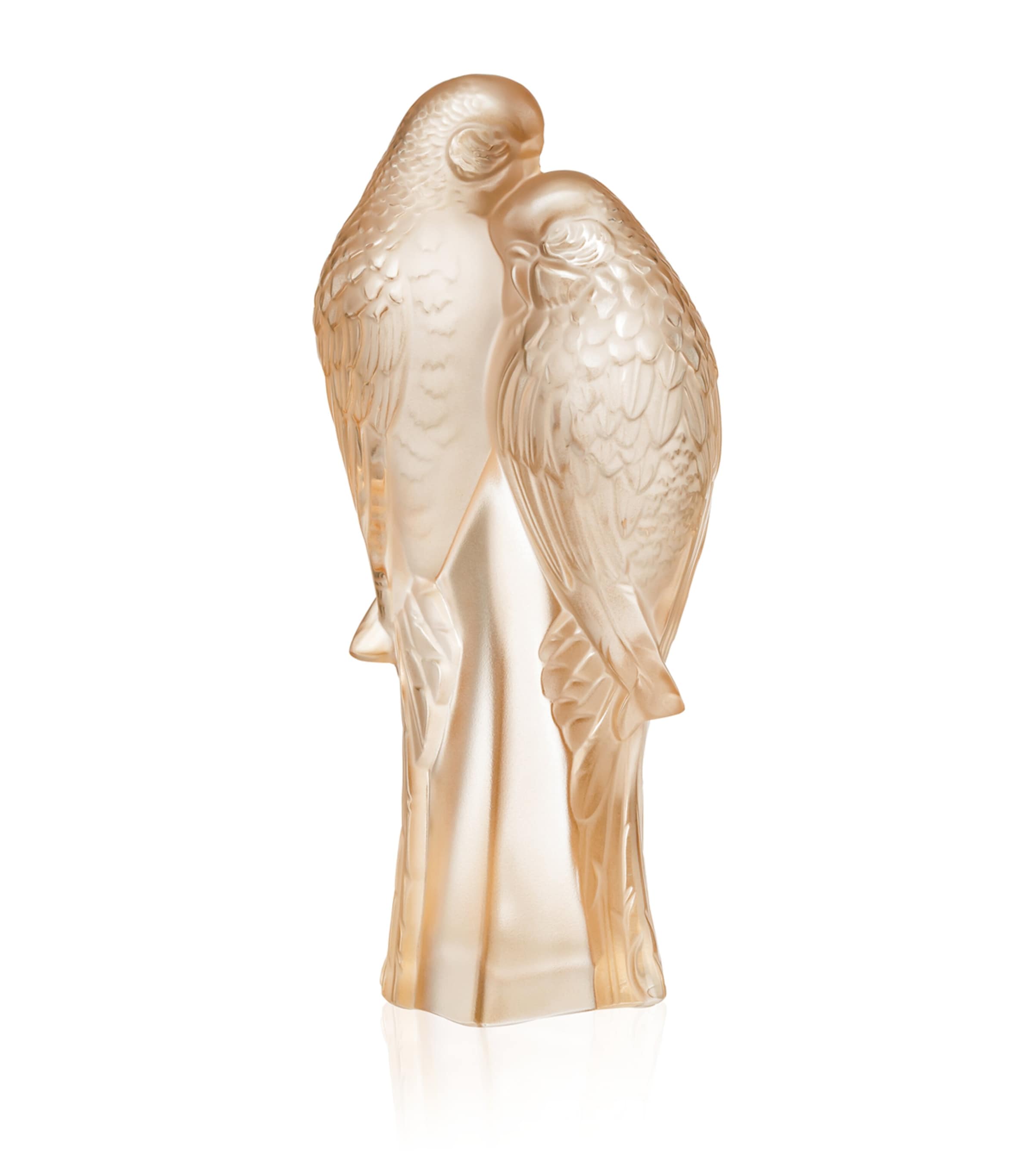 Crystal Two Parakeets Sculpture