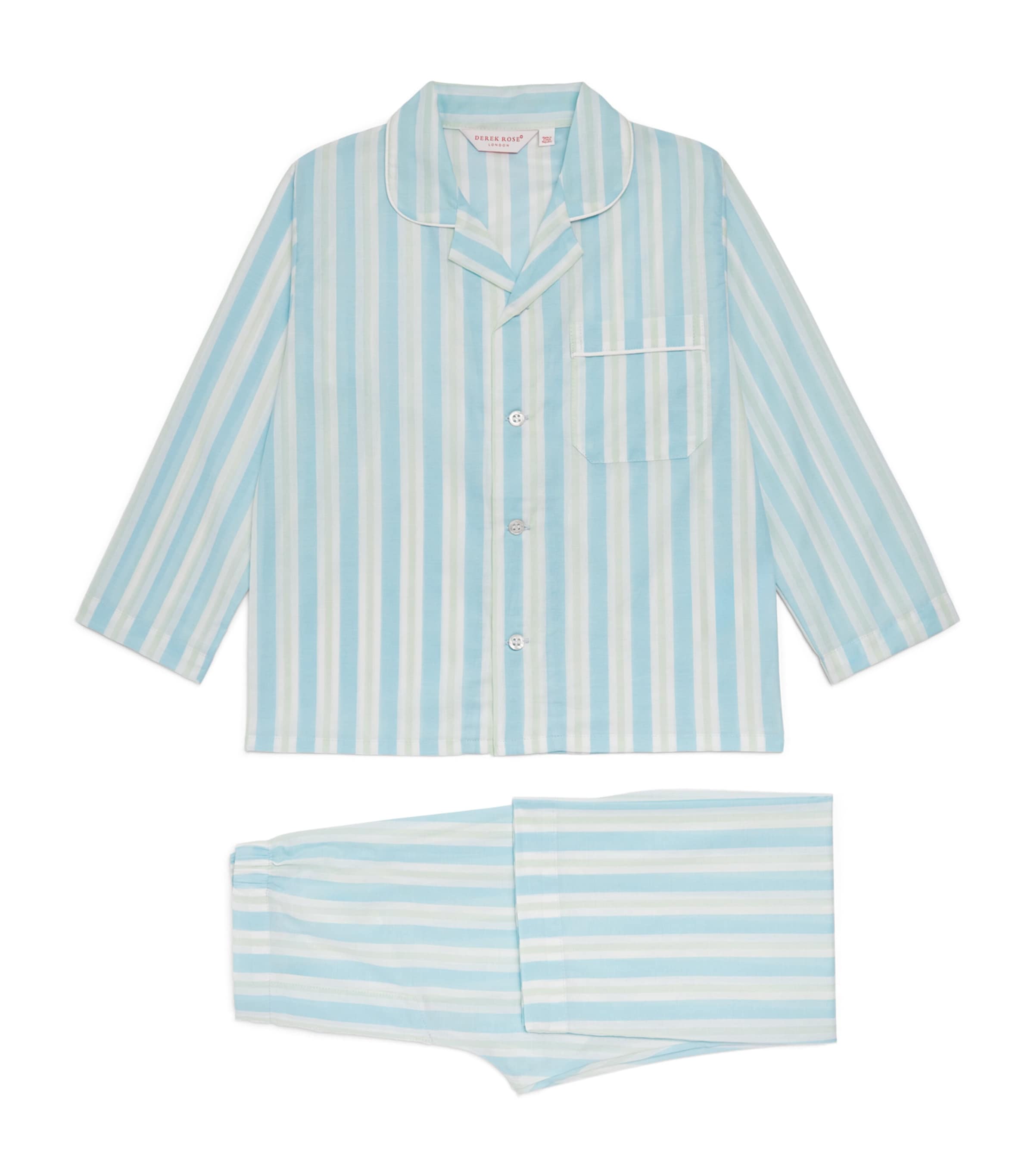 Derek Rose Kids Cotton Batiste Amalfi Pyjama Set (3-16 Years) Blue