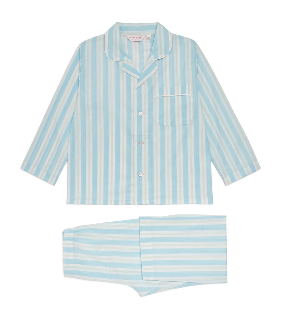 Derek Rose Kids Cotton Batiste Amalfi Pyjama Set (3-16 Years) Blue