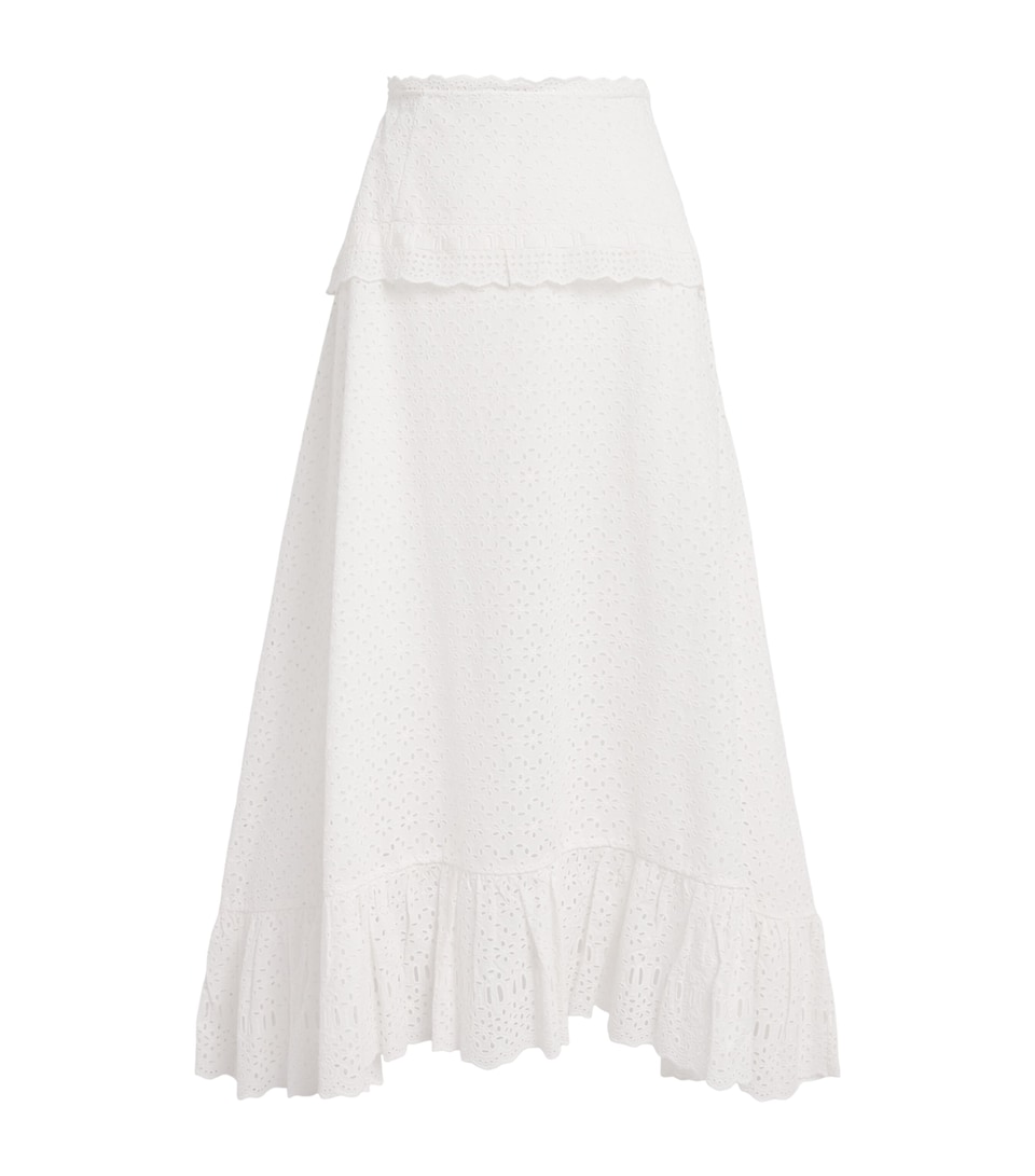 Ulla Johnson Womens Broderie Anglaise Violetta Midi Skirt Pristine