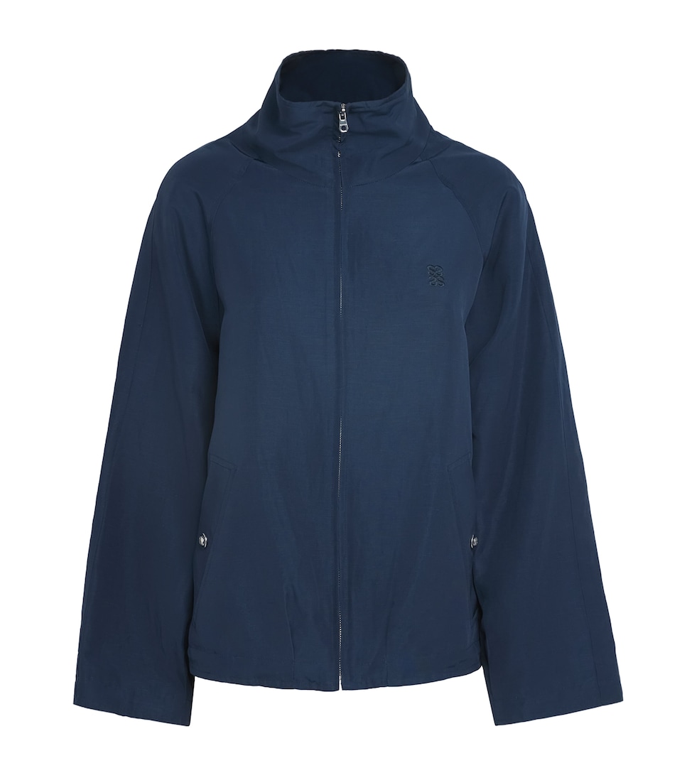 Embroidered Logo Funnel-Neck Jacket