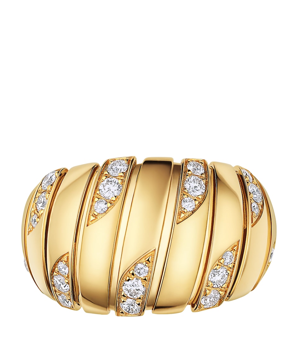 Bvlgari Yellow Gold and Diamond Tubogas Ring Gold