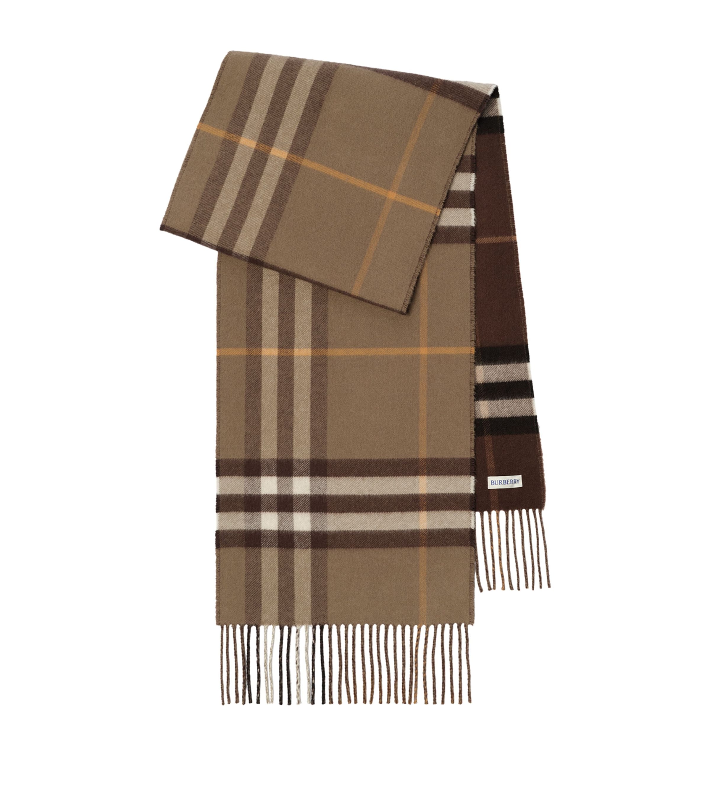 Burberry Reversible Cashmere Check Scarf Vole Brown/treacle
