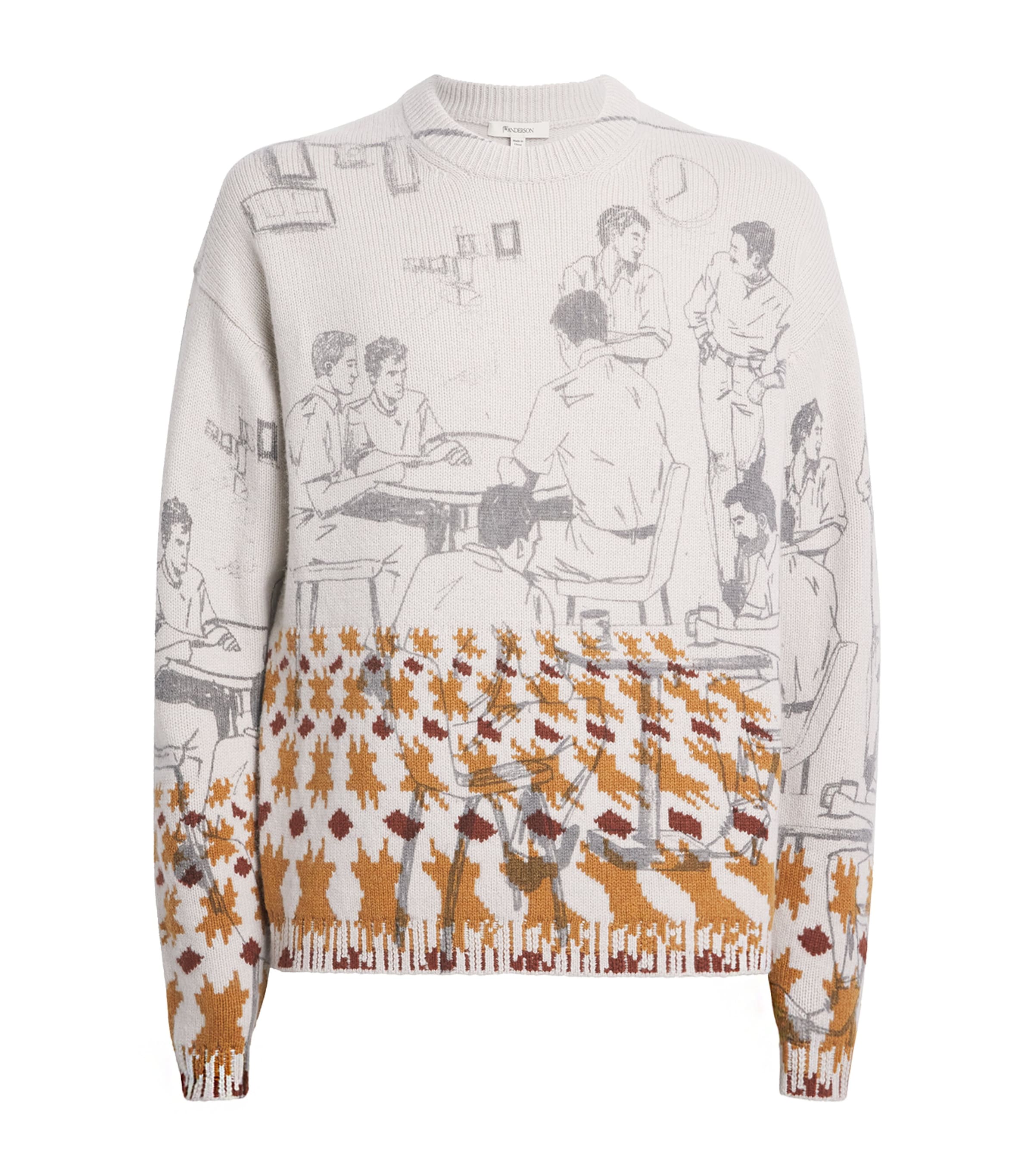 Wool-Blend Jacquard Print Sweater