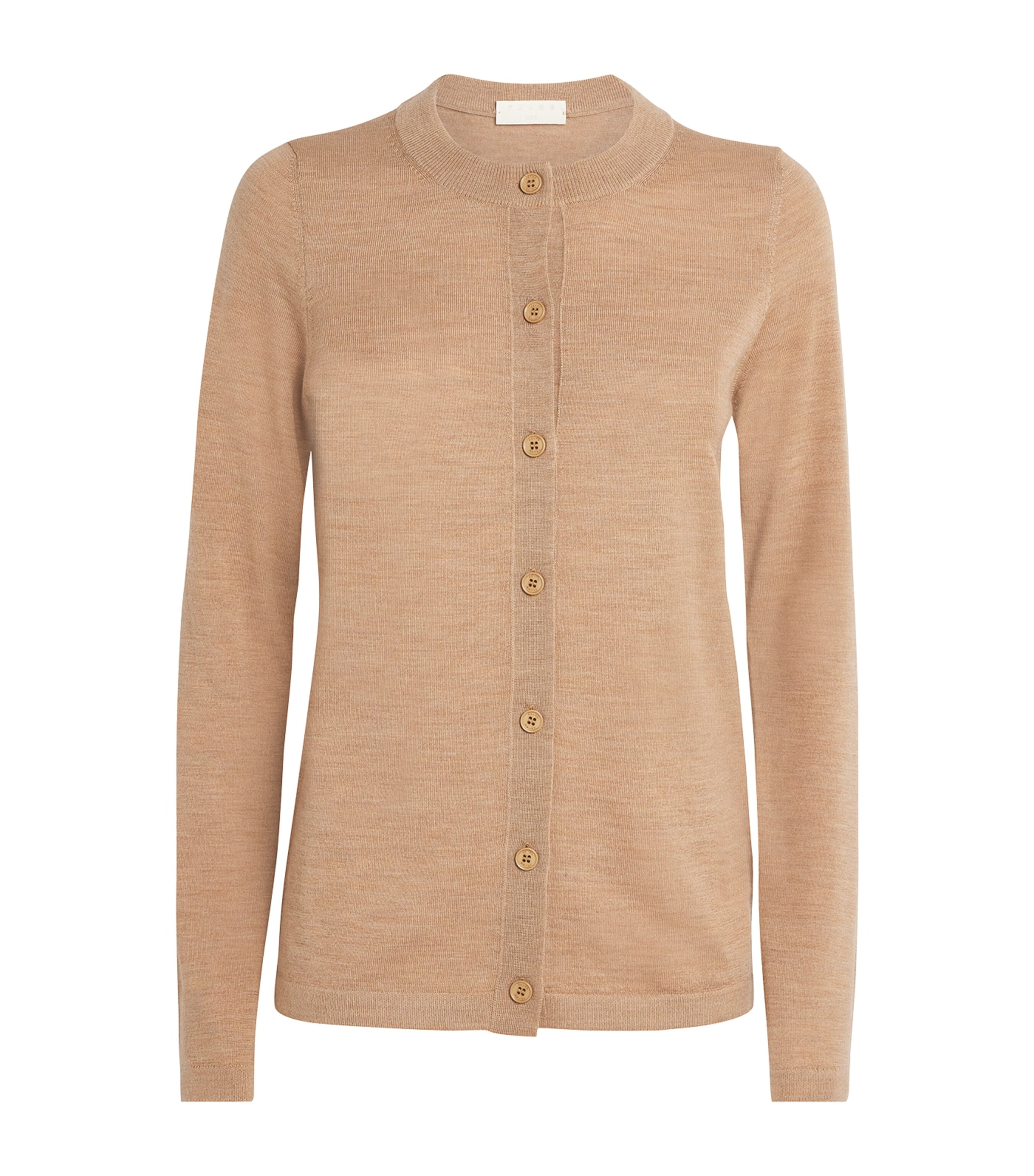 OVY Lamb Wool Crew Neck Cardigan (beige) Women's Lambswool Crew
