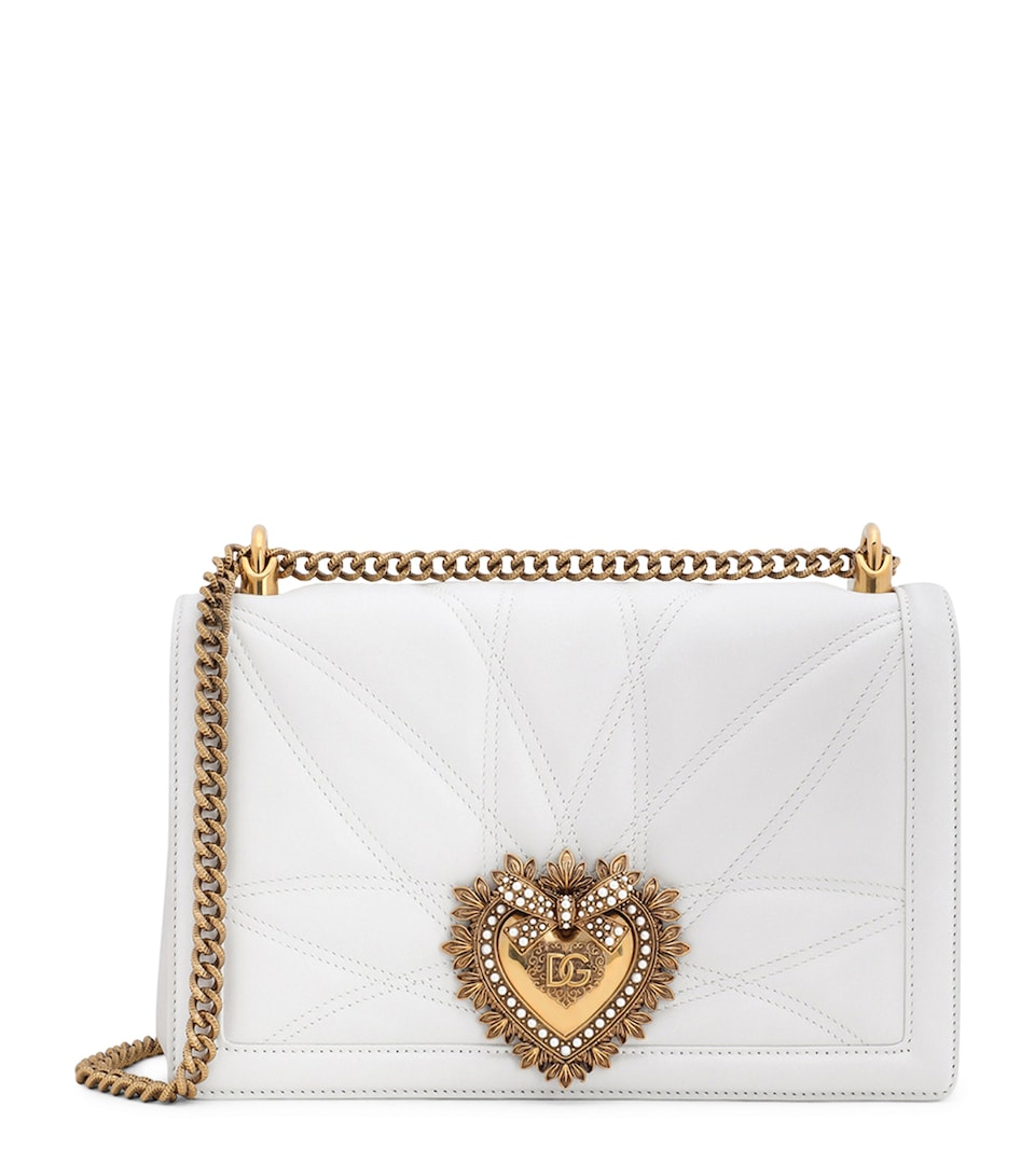 Dolce&Gabbana Large Devotion Cross-Body Bag Optical White