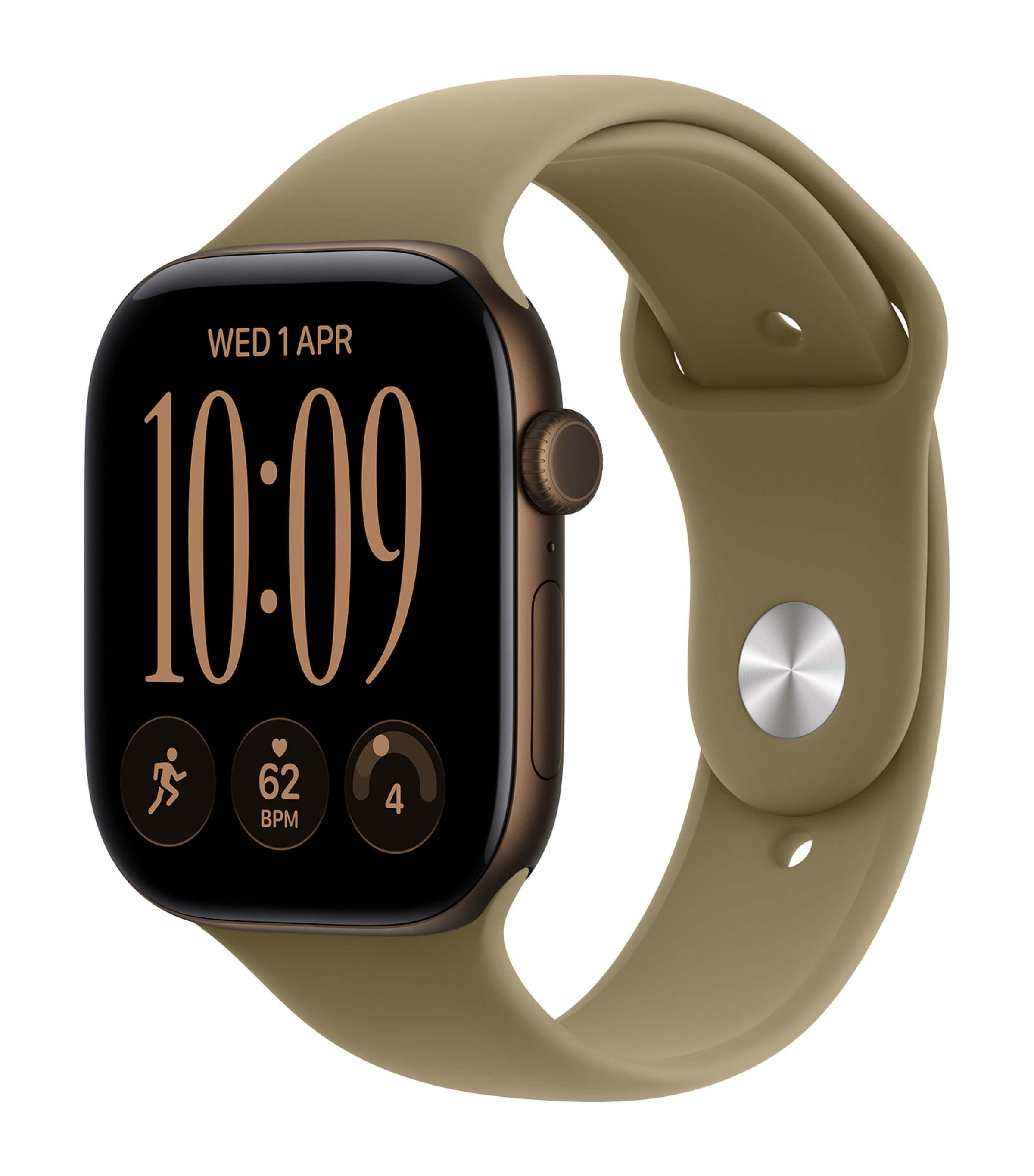 Apple Apple Watch Series 12 GPS – Dark Bronze Aluminium with Olive Sport Band, 46mm, Medium/Large Dark Bronze