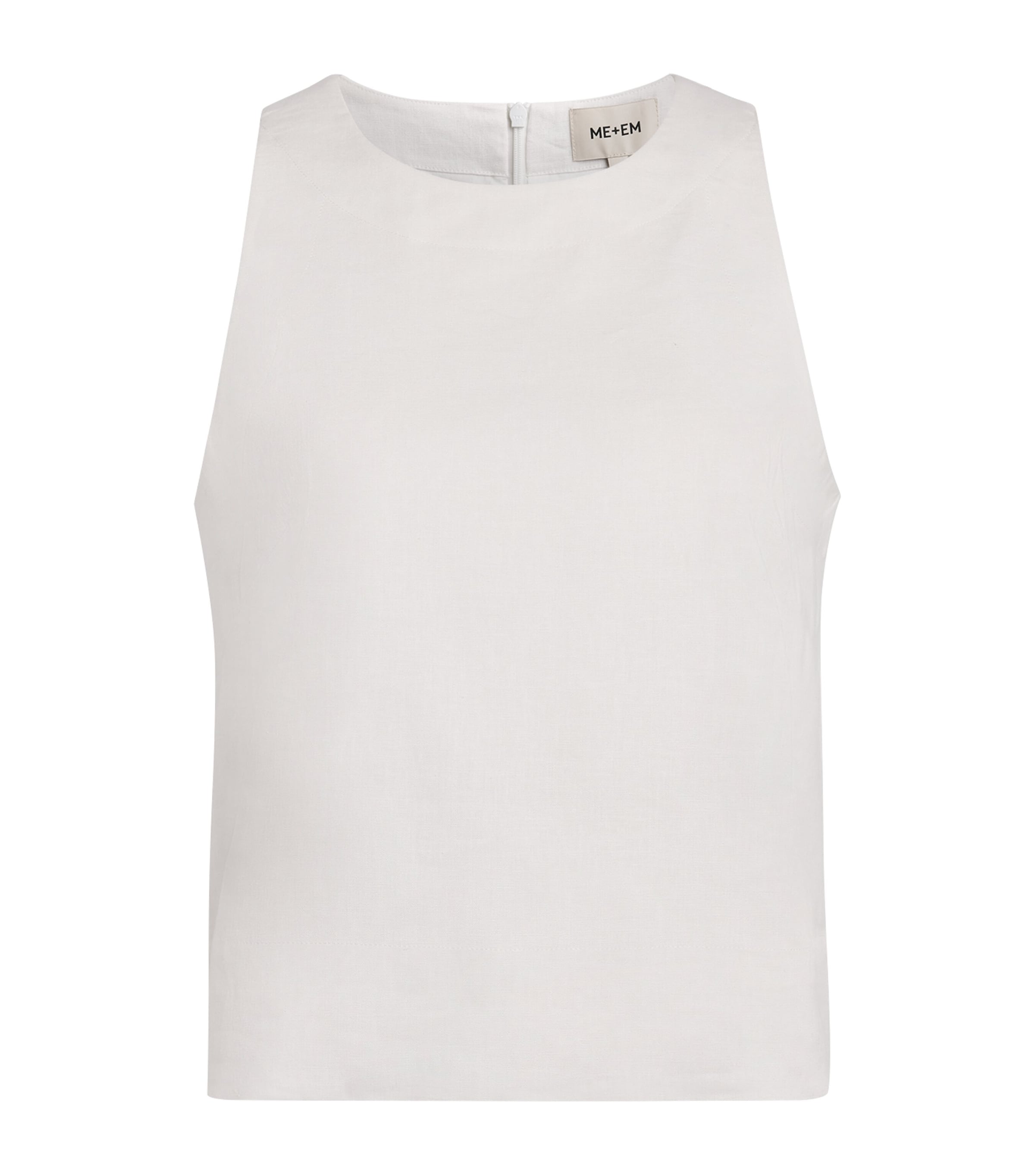ME+EM Womens Linen-Blend Creaseless Shell Top Soft White