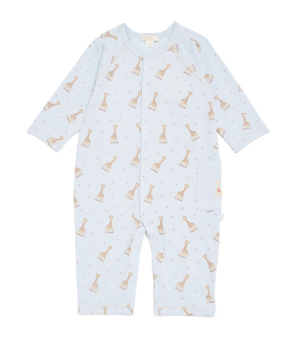 Kissy Kissy Pima Cotton Giraffe Playsuit (0-18 Months) Lt Blue
