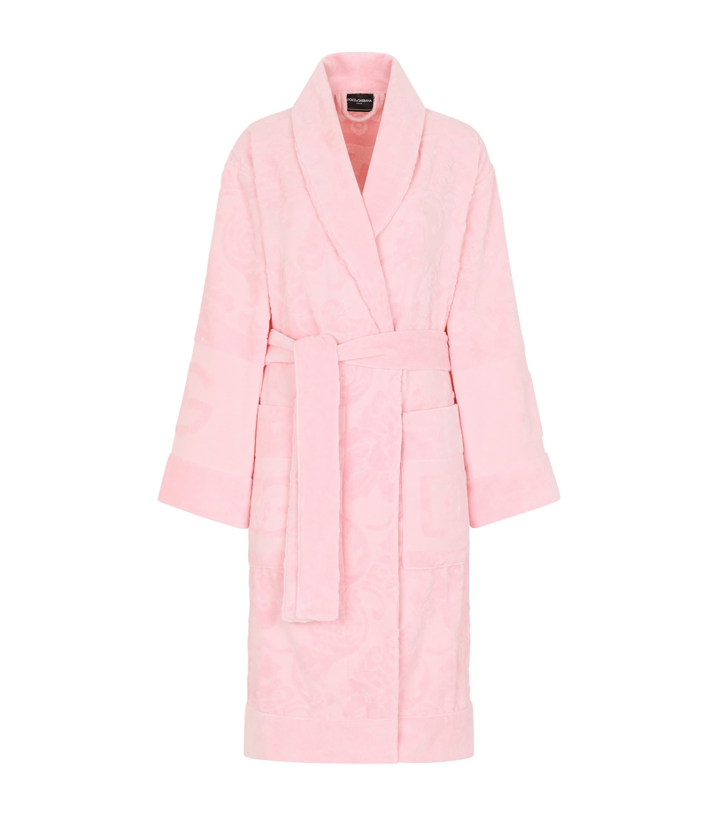 Dolce&Gabbana Casa Terry Cotton DG Logo Robe Rosa
