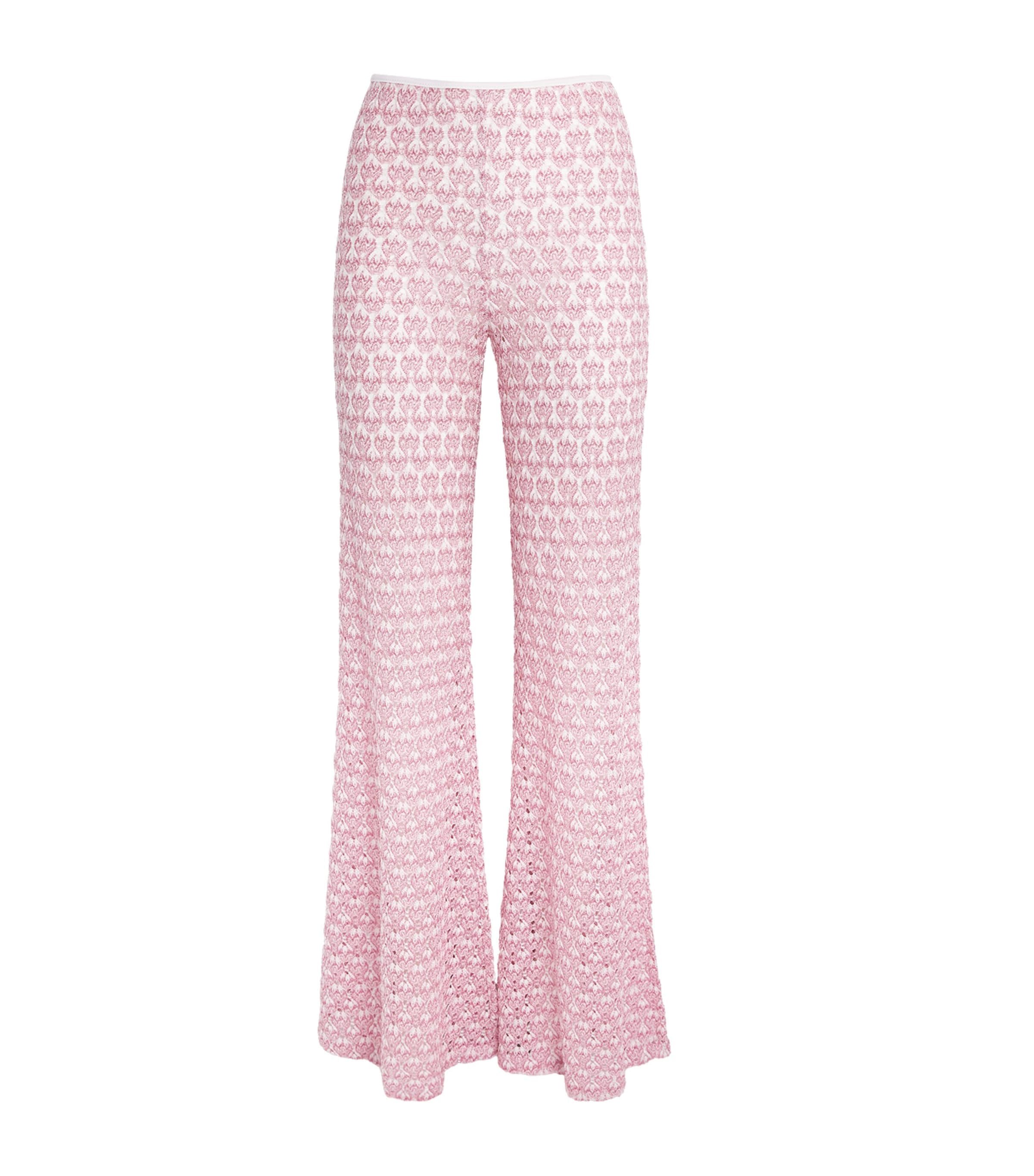Missoni Womens Metallic Wide-Leg Trousers Pink