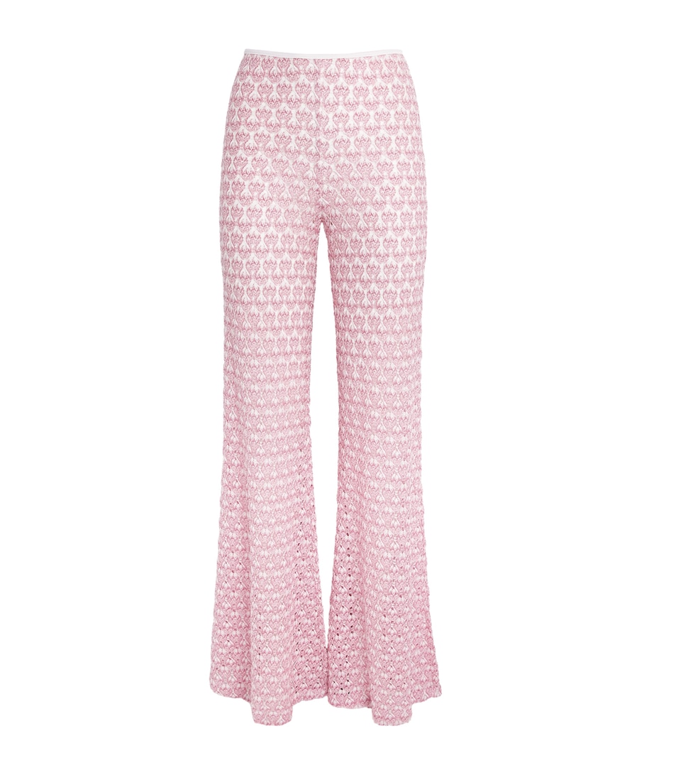 Missoni Womens Metallic Wide-Leg Trousers Pink