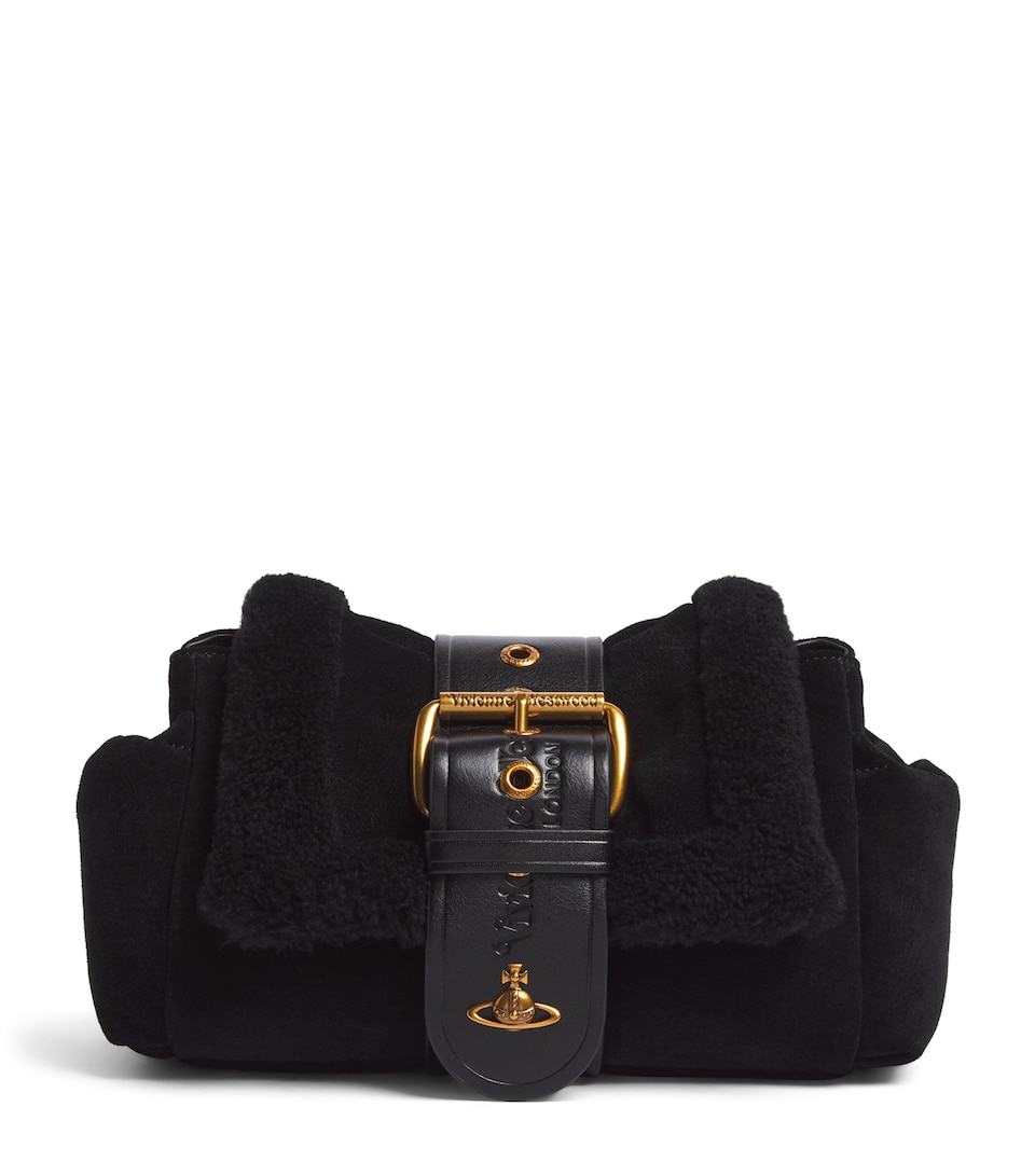 Vivienne Westwood Suede Hazel Treasure Clutch Bag Black