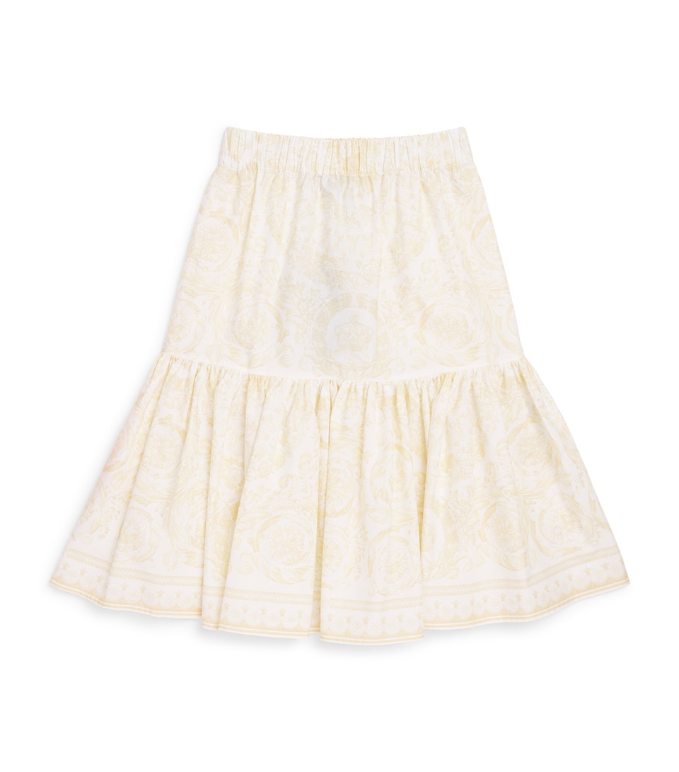 Versace Kids Cotton Whisper Barocco Print Skirt (6-14 Years) Washd Out Gold