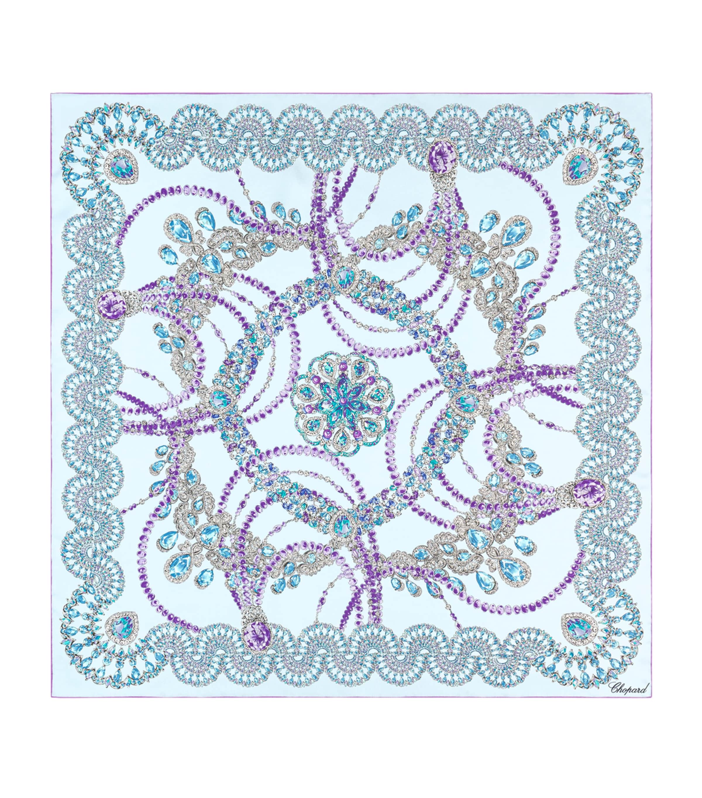 Chopard Organic Silk Precious Lace Square Scarf Light Blue
