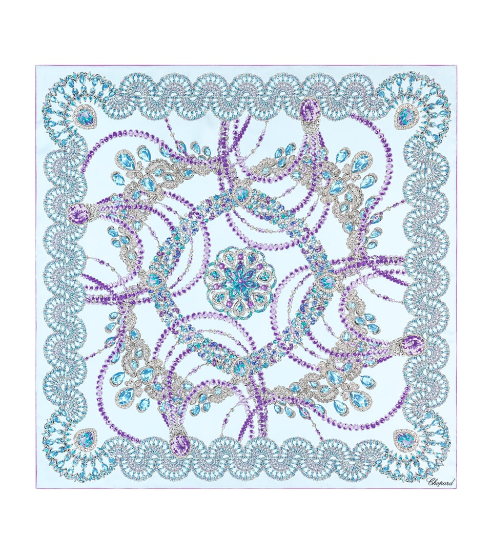 Chopard Organic Silk Precious Lace Square Scarf Light Blue