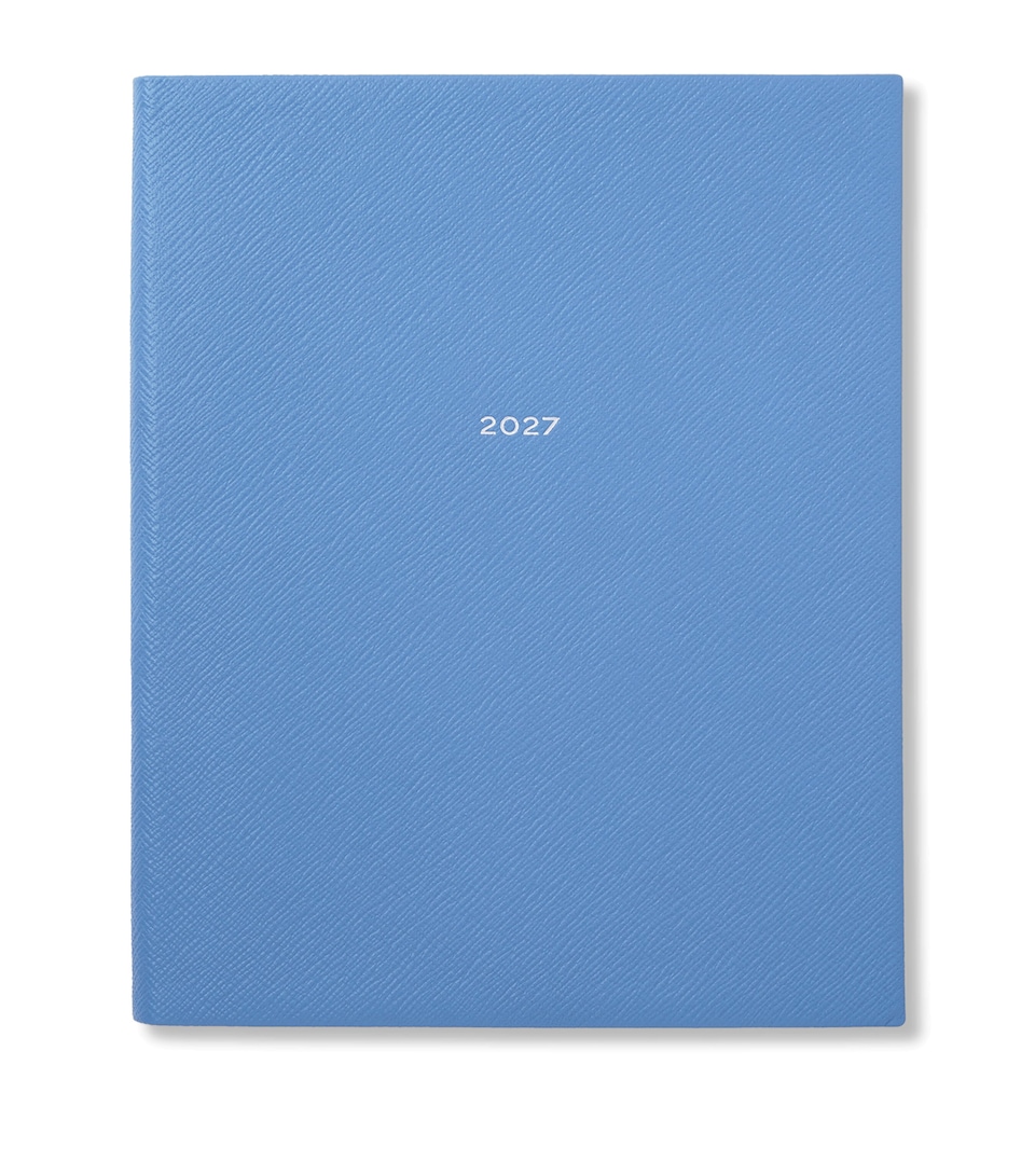 Smythson Leather Portobello Weekly Diary 2027 Nile Blue