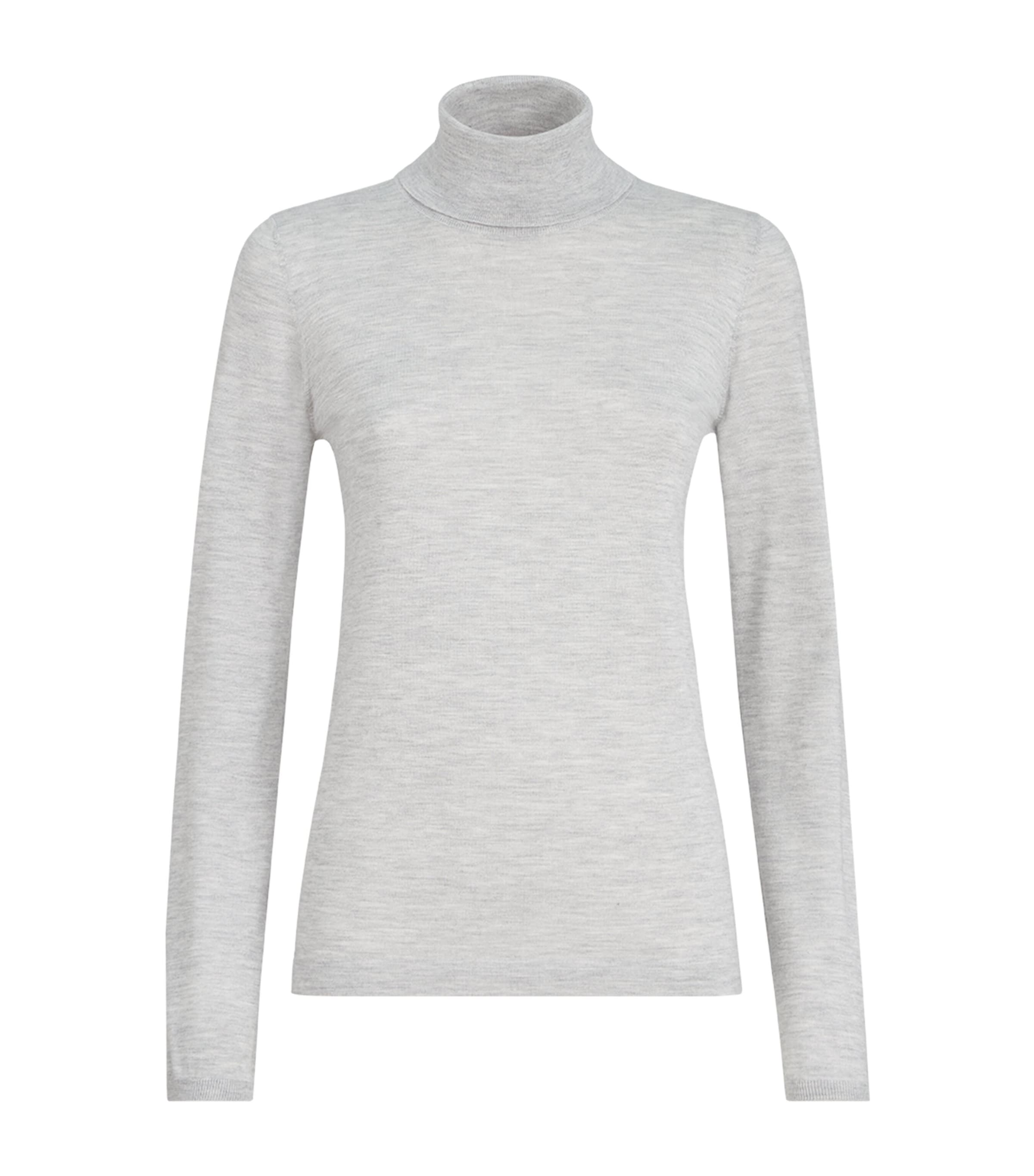 Brunello Cucinelli Womens Cashmere-Silk Rollneck Sweater Light Grey
