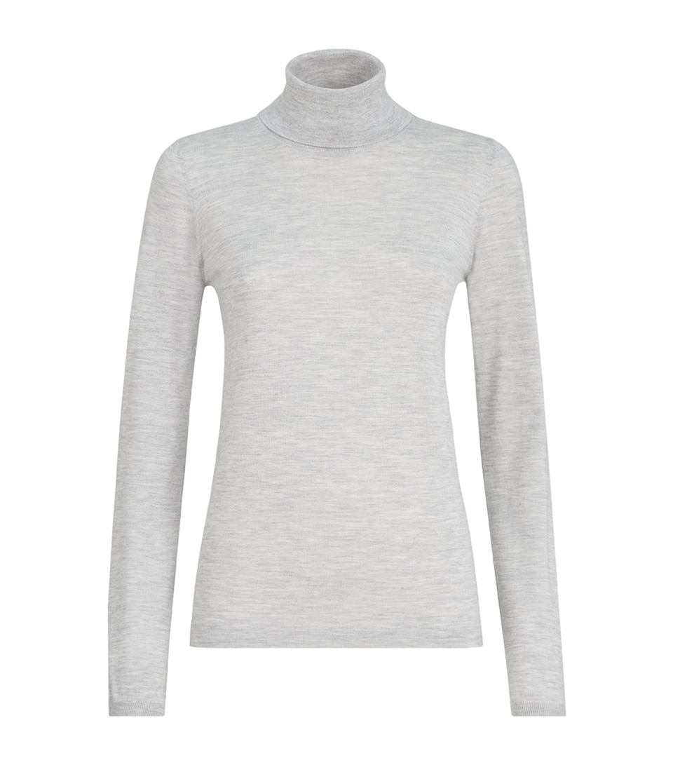 Brunello Cucinelli Womens Cashmere-Silk Rollneck Sweater Light Grey