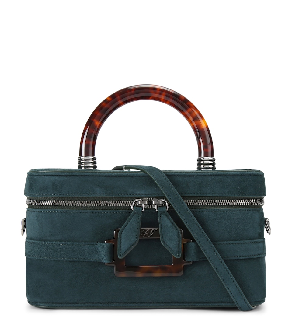 Roger Vivier Mini Suede Vanity Belle Vivier Top-Handle Bag Dark Green