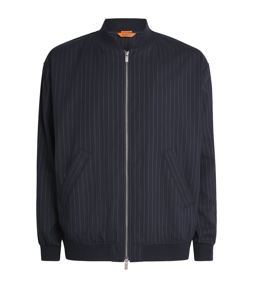 Stretch-Virgin Wool Pinstripe Bomber Jacket