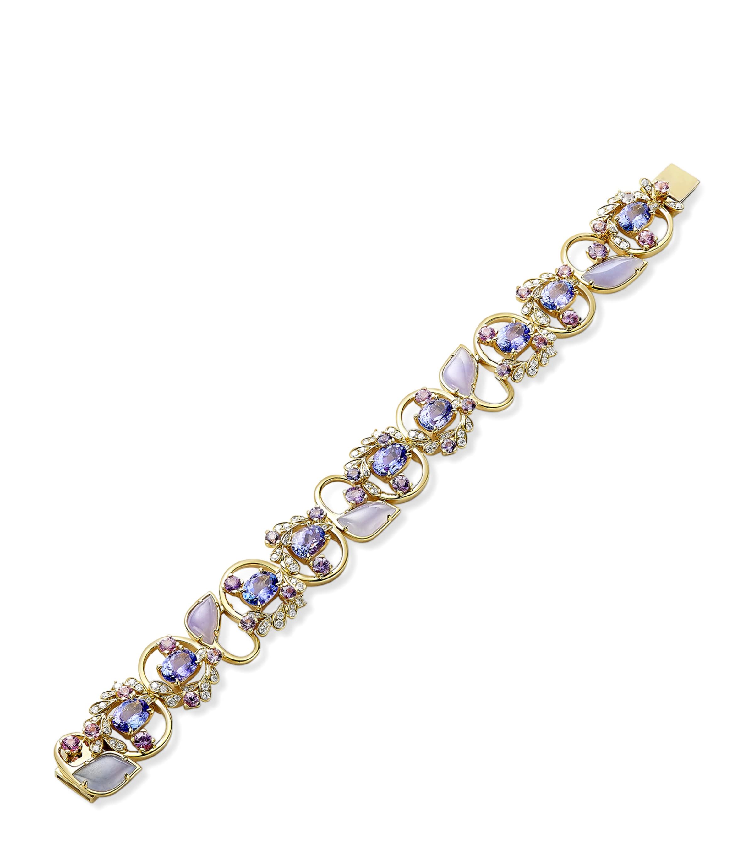 Yellow Gold, Diamond and Sapphire A Family Journey Provence Bracelet