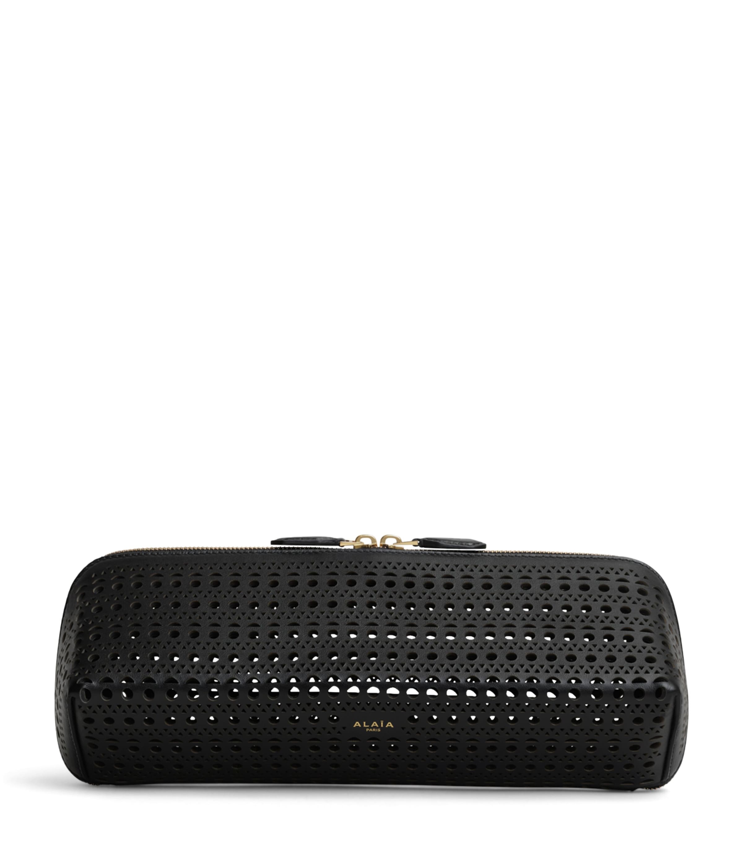 Alaïa Leather Perforated Delta Clutch Bag Black