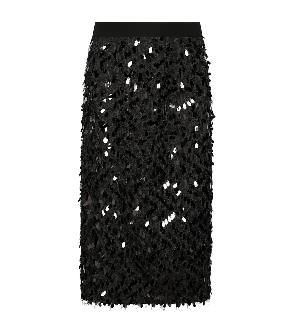 Marella Womens Sequin-Embellished Midi Skirt Black
