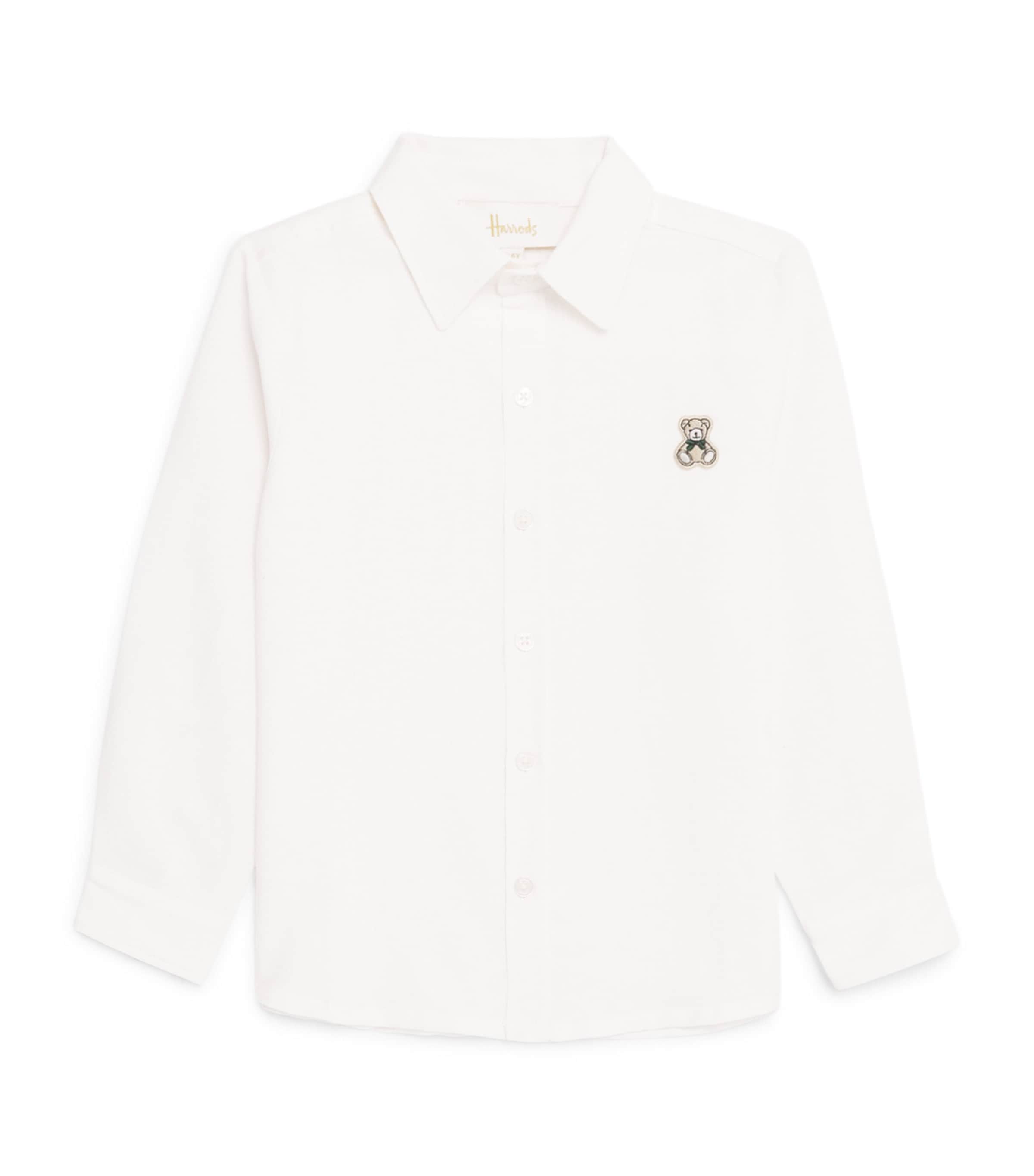 Harrods Linen Bear-Patch Shirt (2-8 Years) White