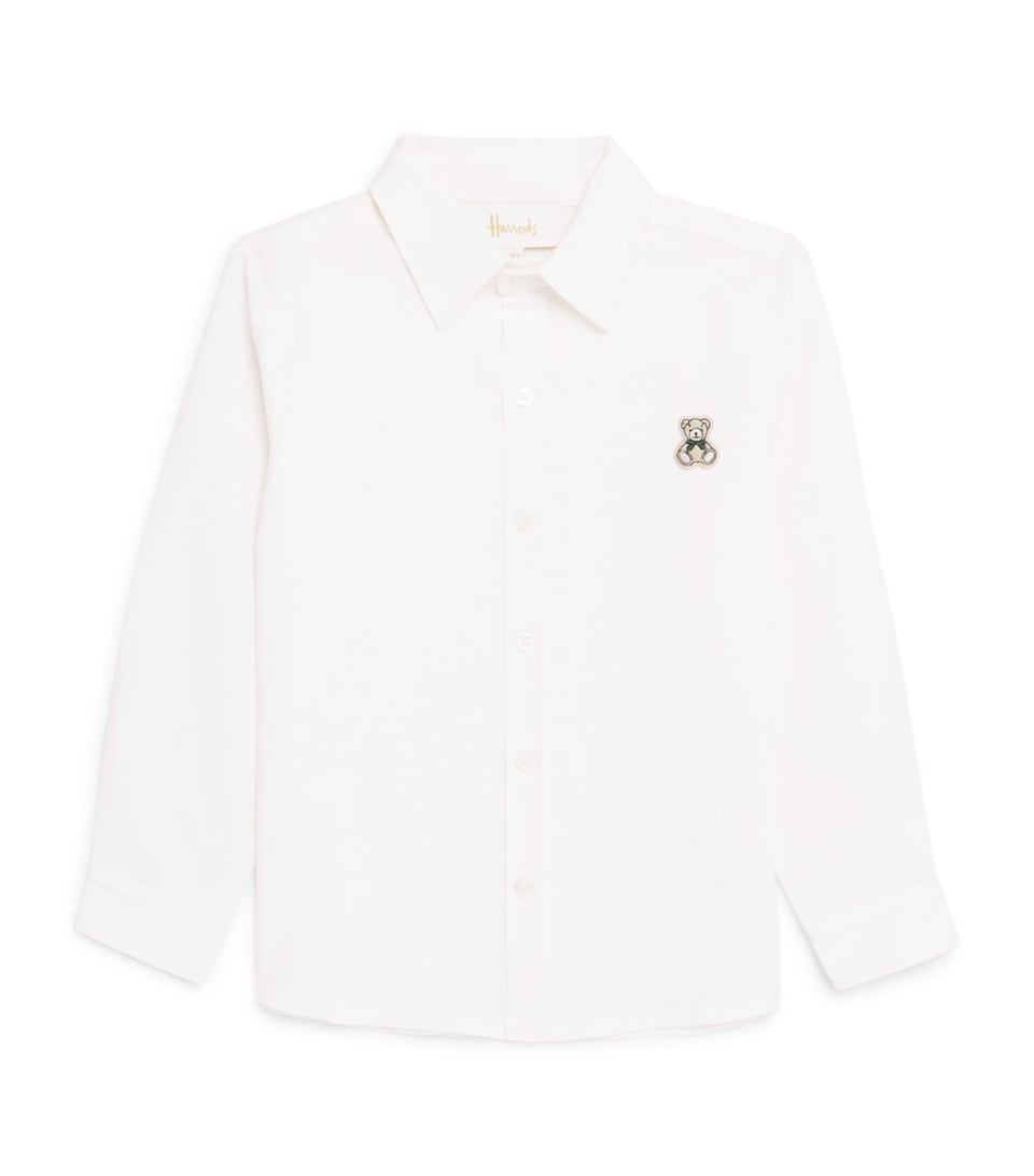 Harrods Linen Bear-Patch Shirt (2-8 Years) White