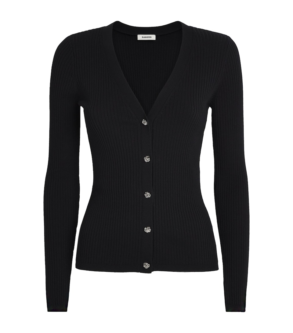 Rib-Knit V-Neck Cardigan