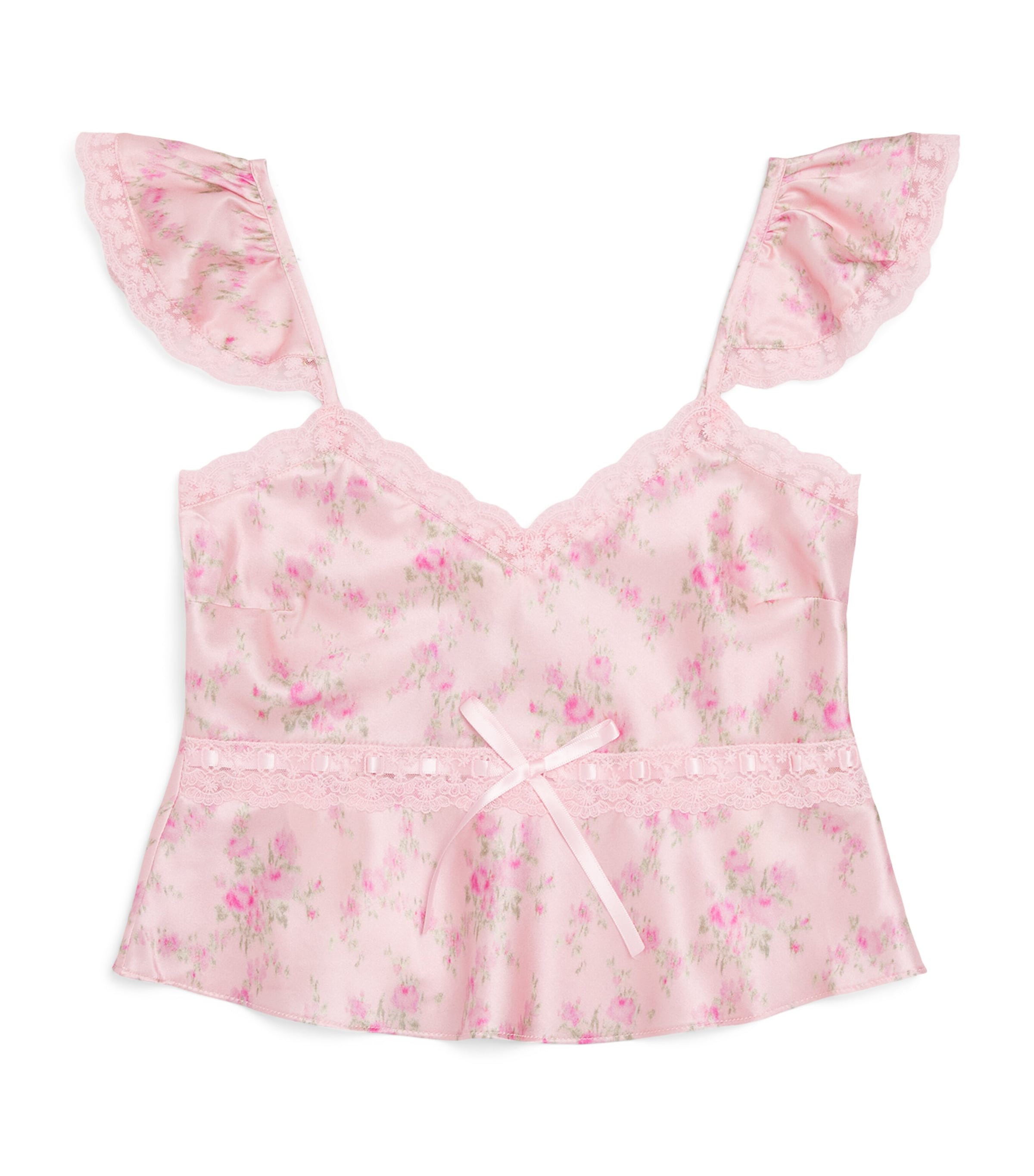 LoveShackFancy Silk-Blend Floral Lelani Cami Top (7-14 Years) Spiced Camellia