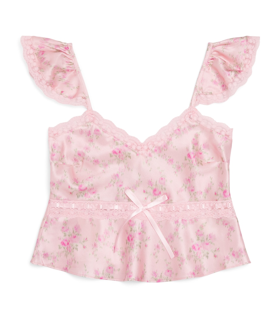 LoveShackFancy Silk-Blend Floral Lelani Cami Top (7-14 Years) Spiced Camellia
