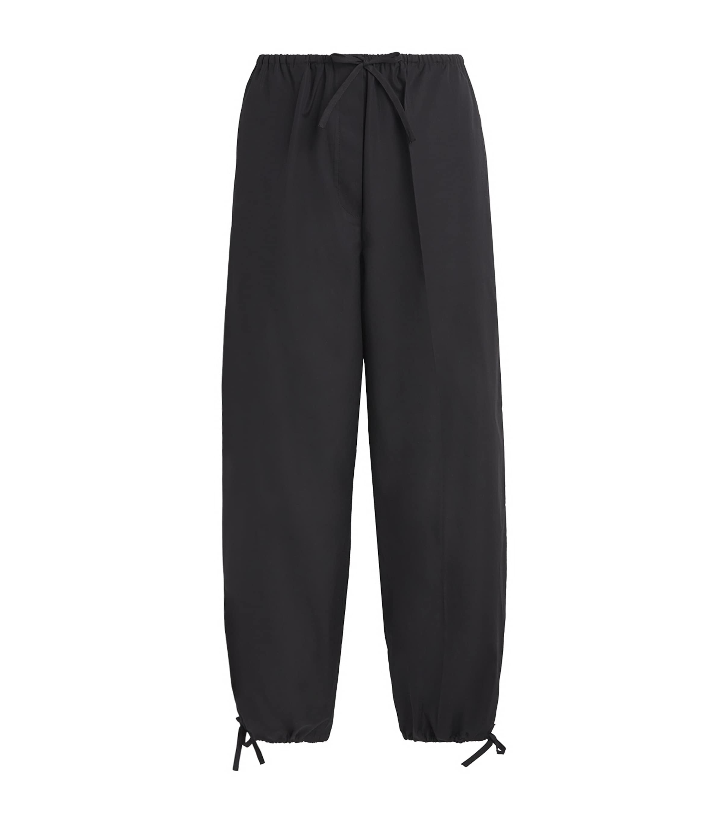 Toteme Womens Cotton Drawstring Trousers Black