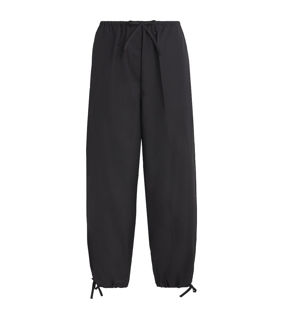 Toteme Womens Cotton Drawstring Trousers Black