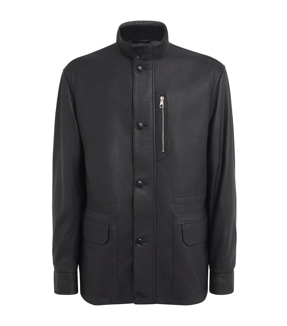 Brett Johnson Mens Deerskin Field Jacket Noir
