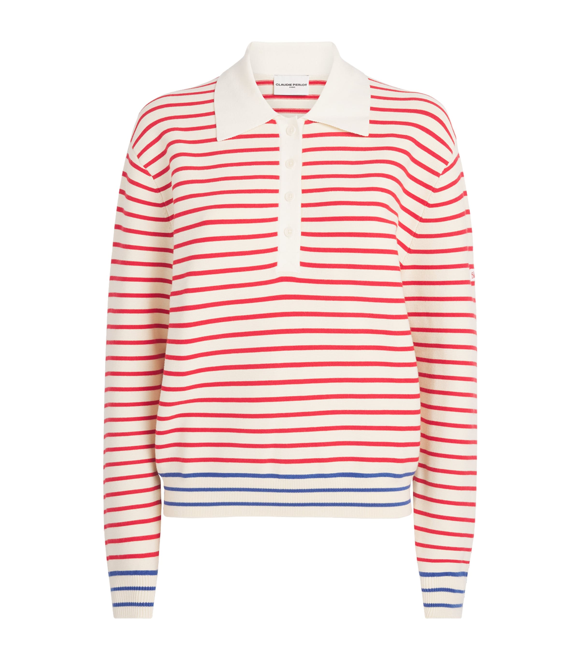 Claudie Pierlot Womens Stripe Polo Sweater Multicolored