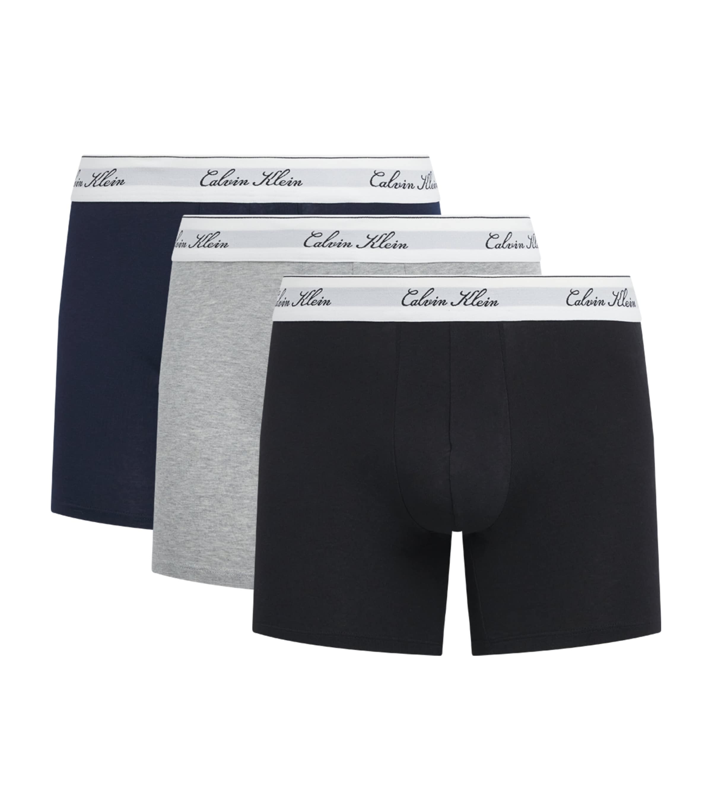 Calvin Klein Mens Stretch-Cotton Icon Boxer Briefs (Pack of 3) Black/grey Heat