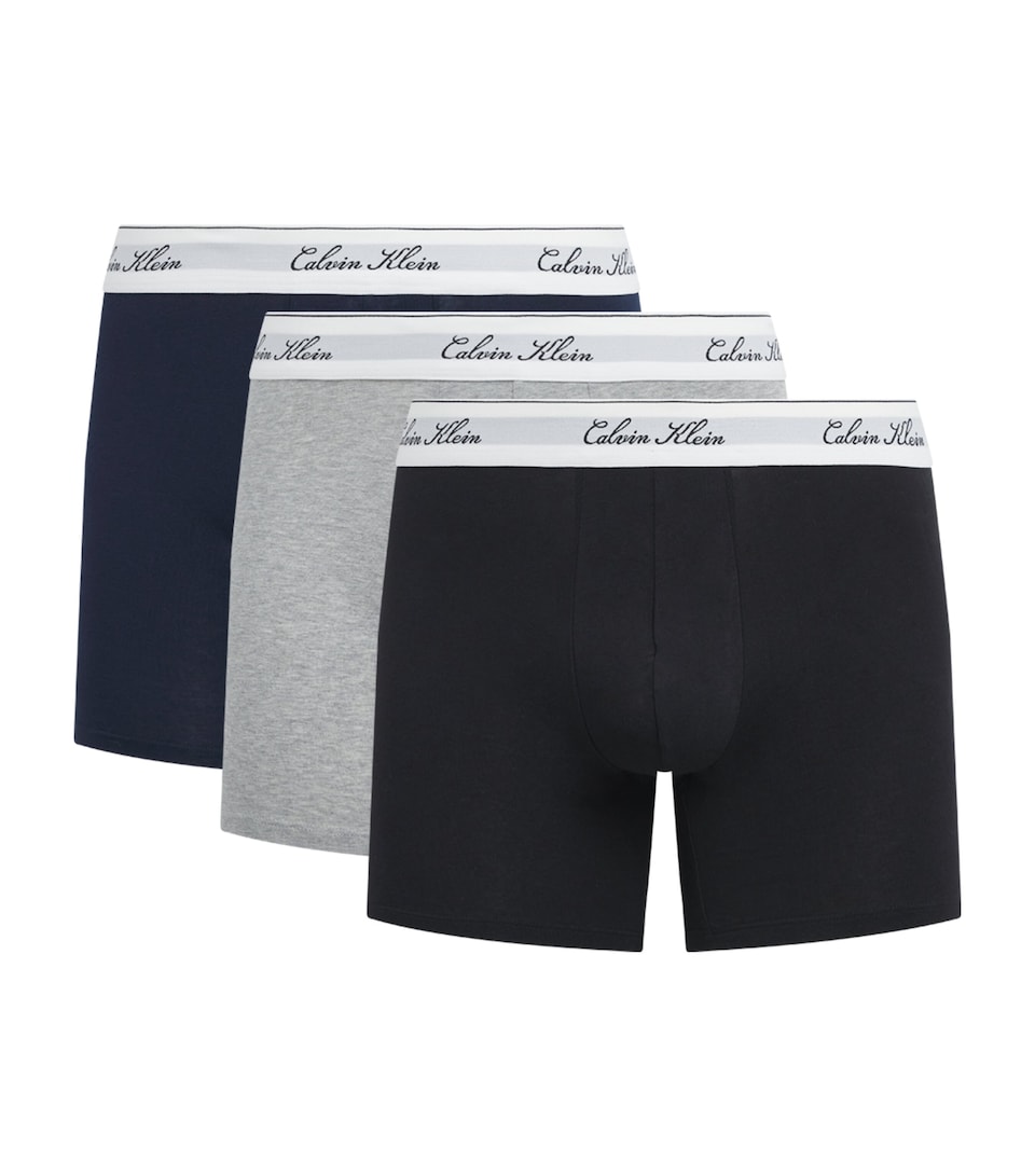 Calvin Klein Mens Stretch-Cotton Icon Boxer Briefs (Pack of 3) Black/grey Heat