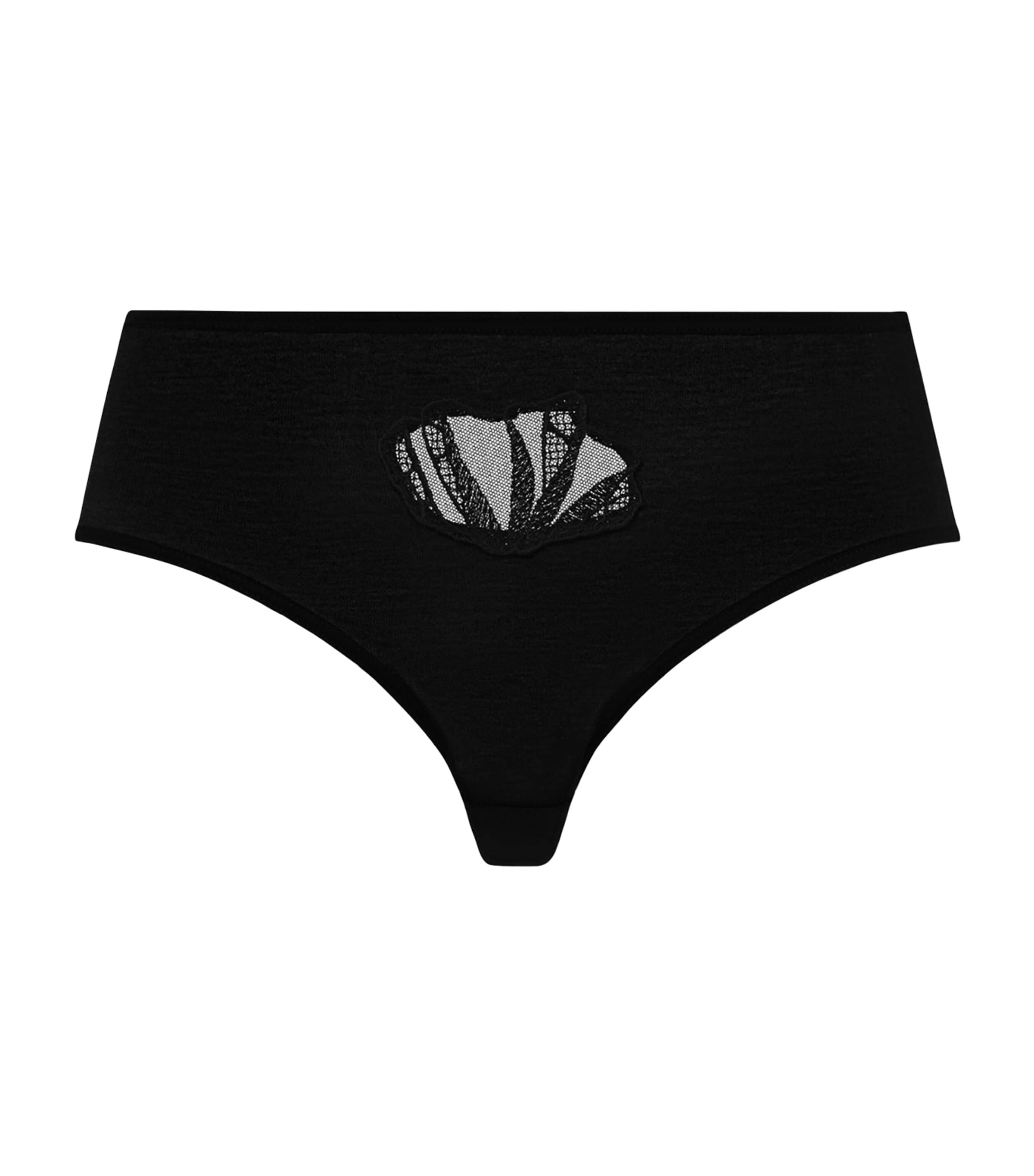 Hanro Womens Cotton Lace-Detail Rosaria Briefs Black