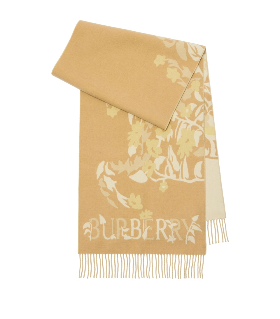 Burberry Cashmere Floral EKD Scarf Sand