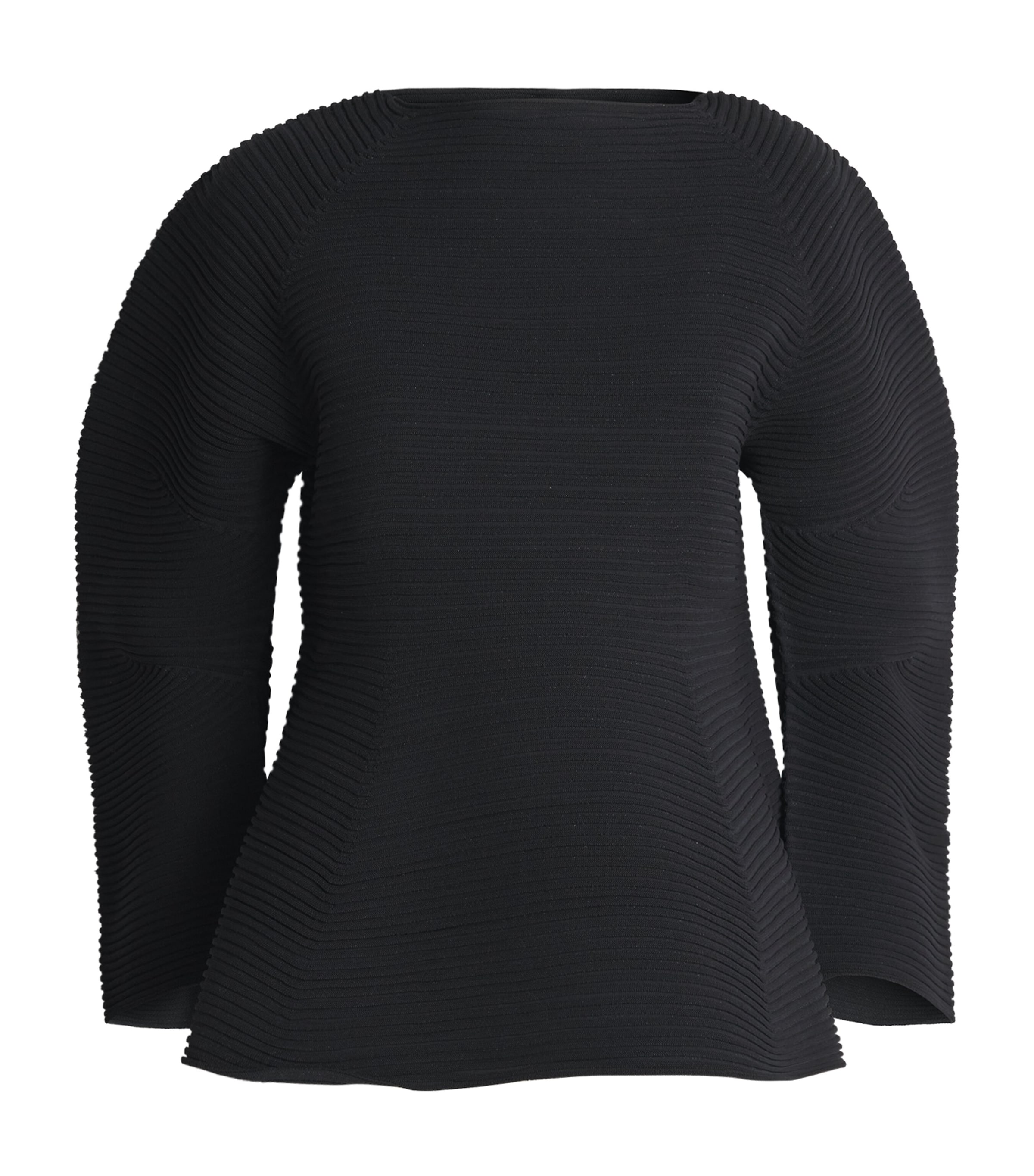 Issey Miyake Womens Corrugated Knit Top Black