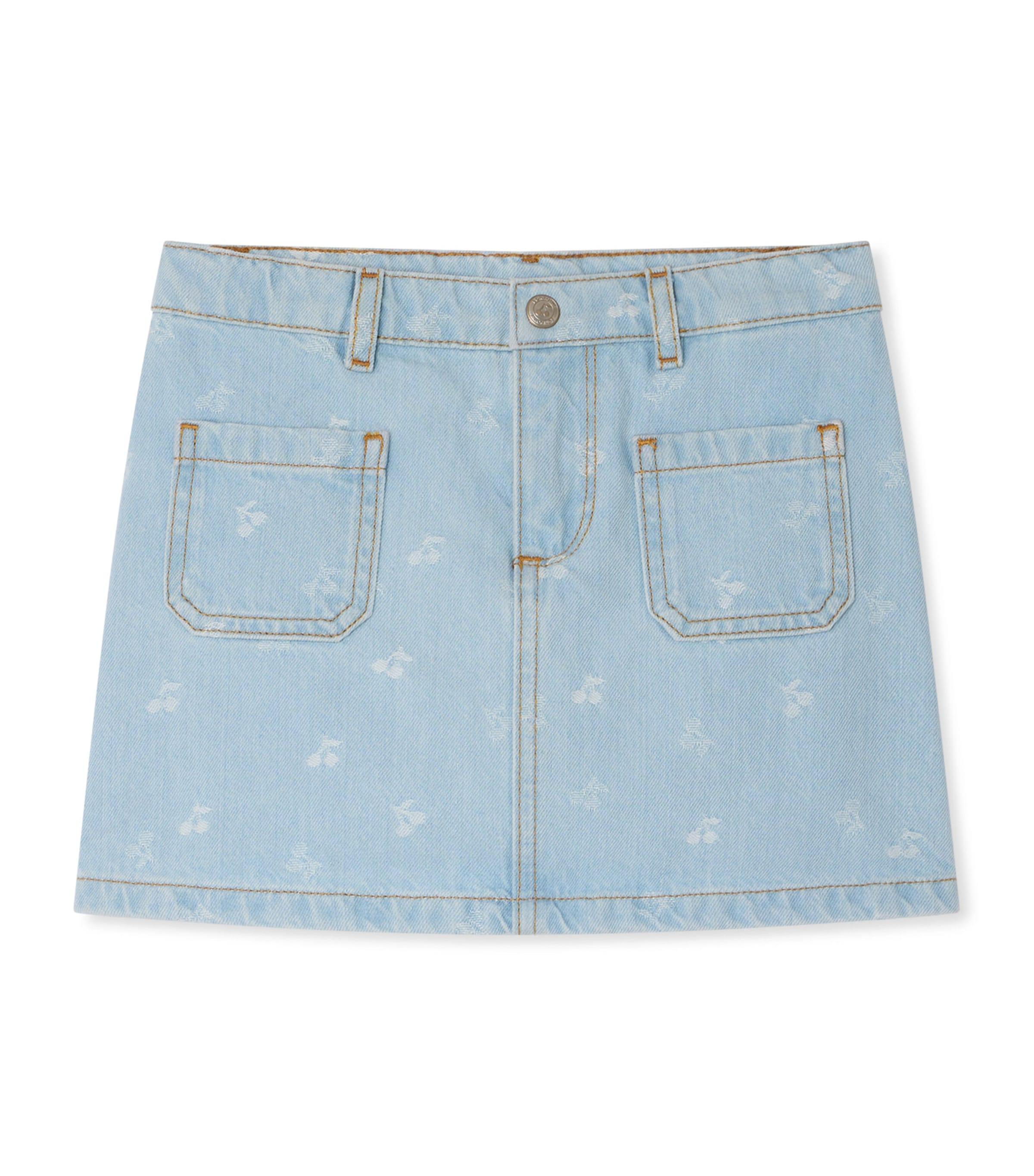 Bonpoint Printed Tison Denim Skirt (10-14 Years) Imp Ciel