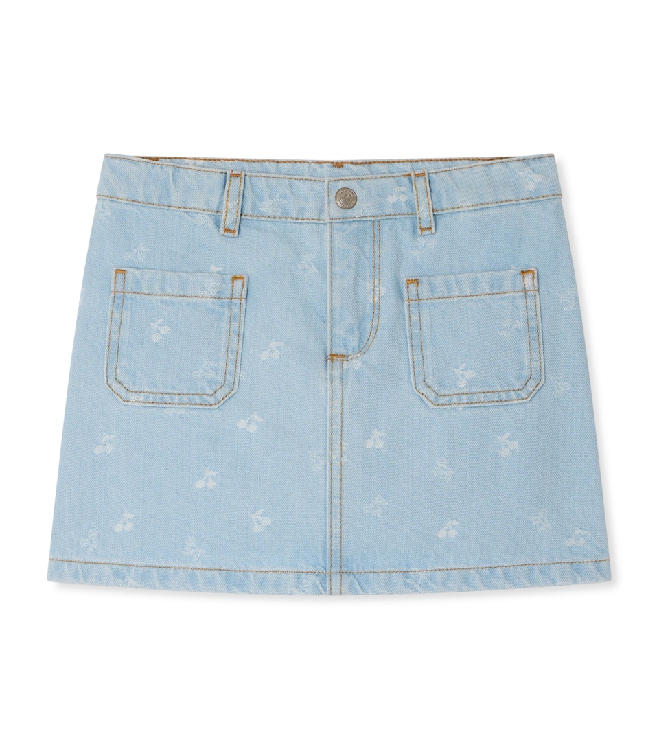 Bonpoint Printed Tison Denim Skirt (10-14 Years) Imp Ciel