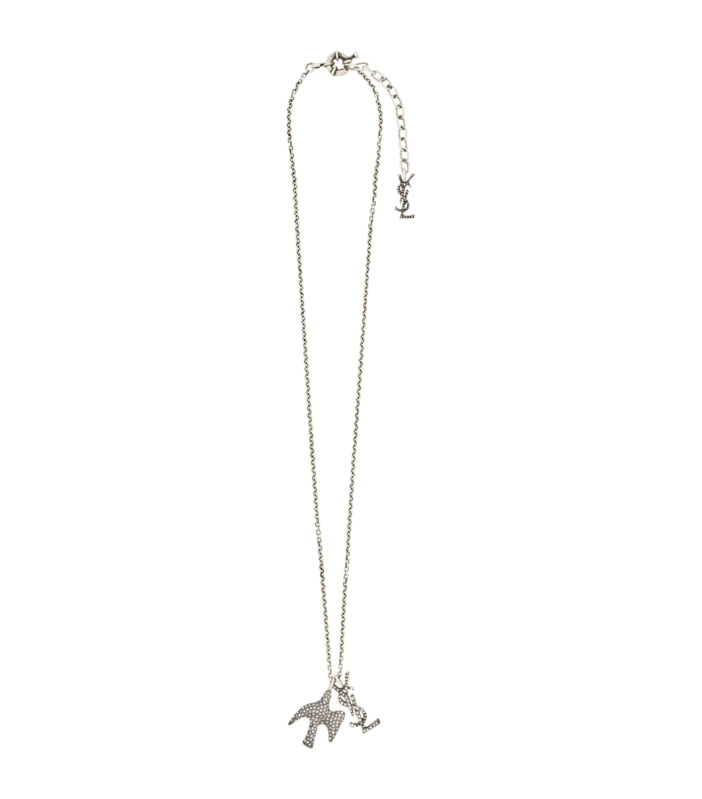 Saint Laurent Crystal-Embellished Cassandre Dove Necklace