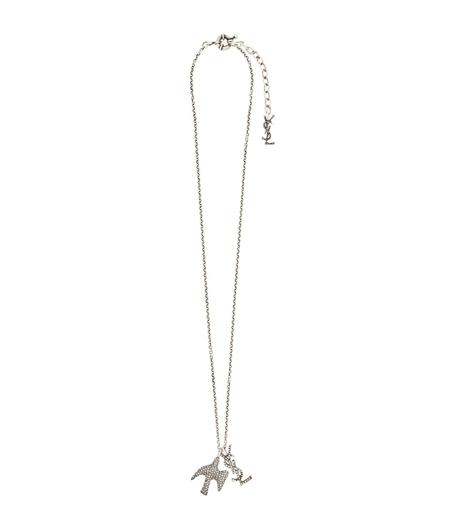 Saint Laurent Crystal-Embellished Cassandre Dove Necklace