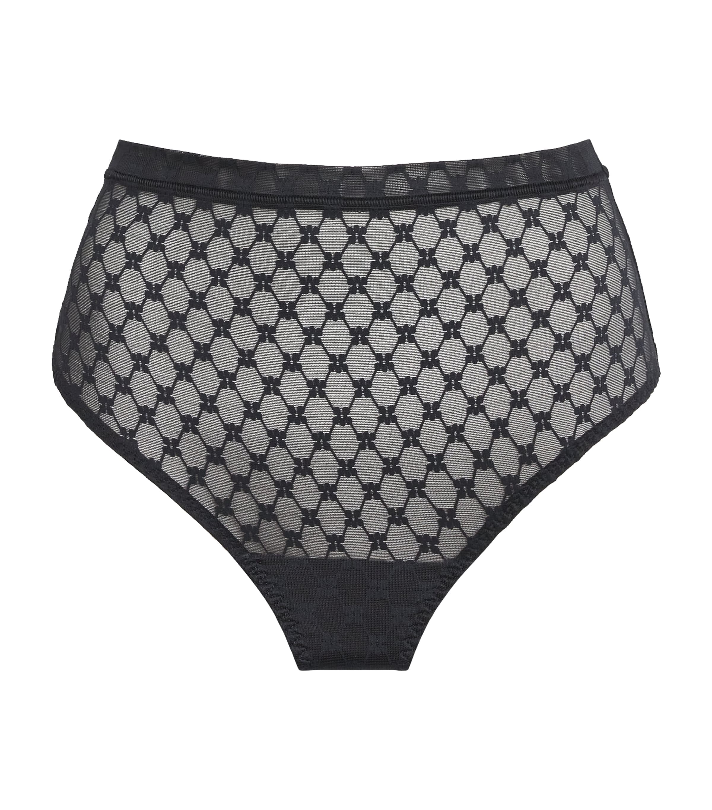 Simone Perele Womens Lace Plume High-Waist Thong Black